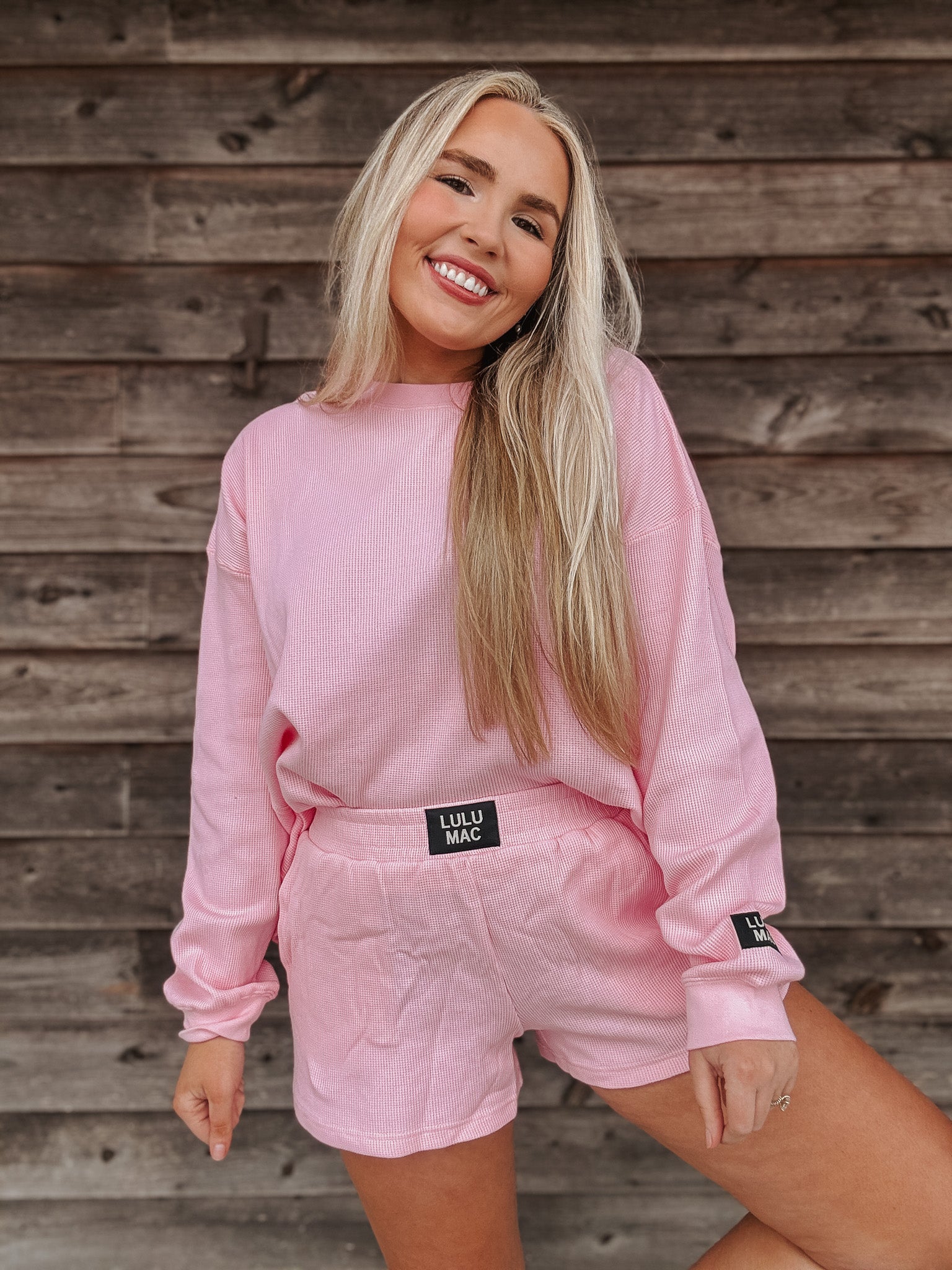 Lulu Mac Light Pink Waffle Shorts