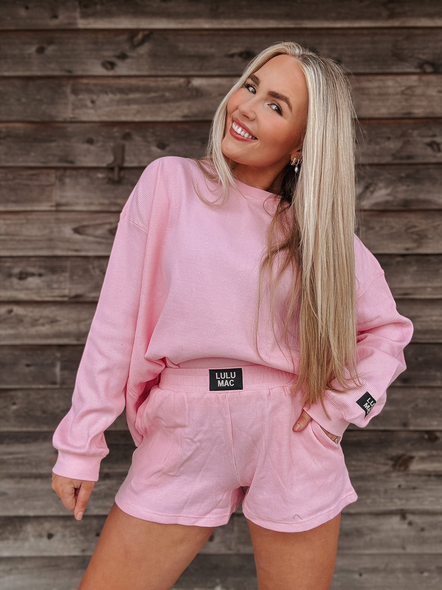 Lulu Mac Light Pink Waffle Shorts