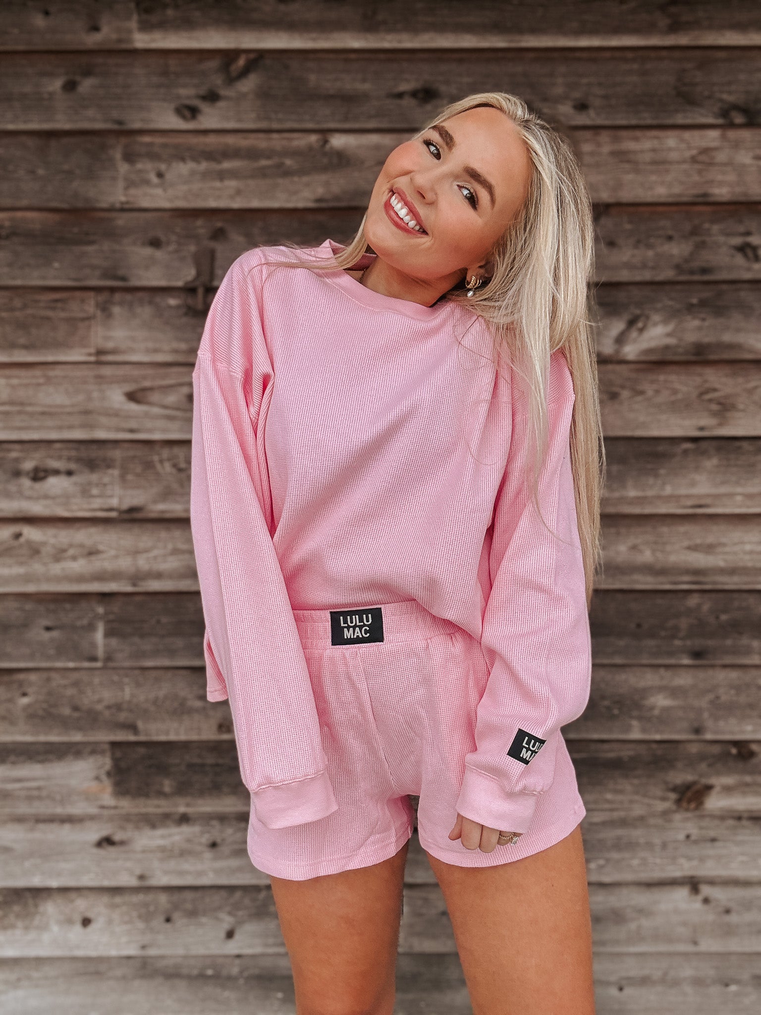 Lulu Mac Light Pink Waffle Shorts