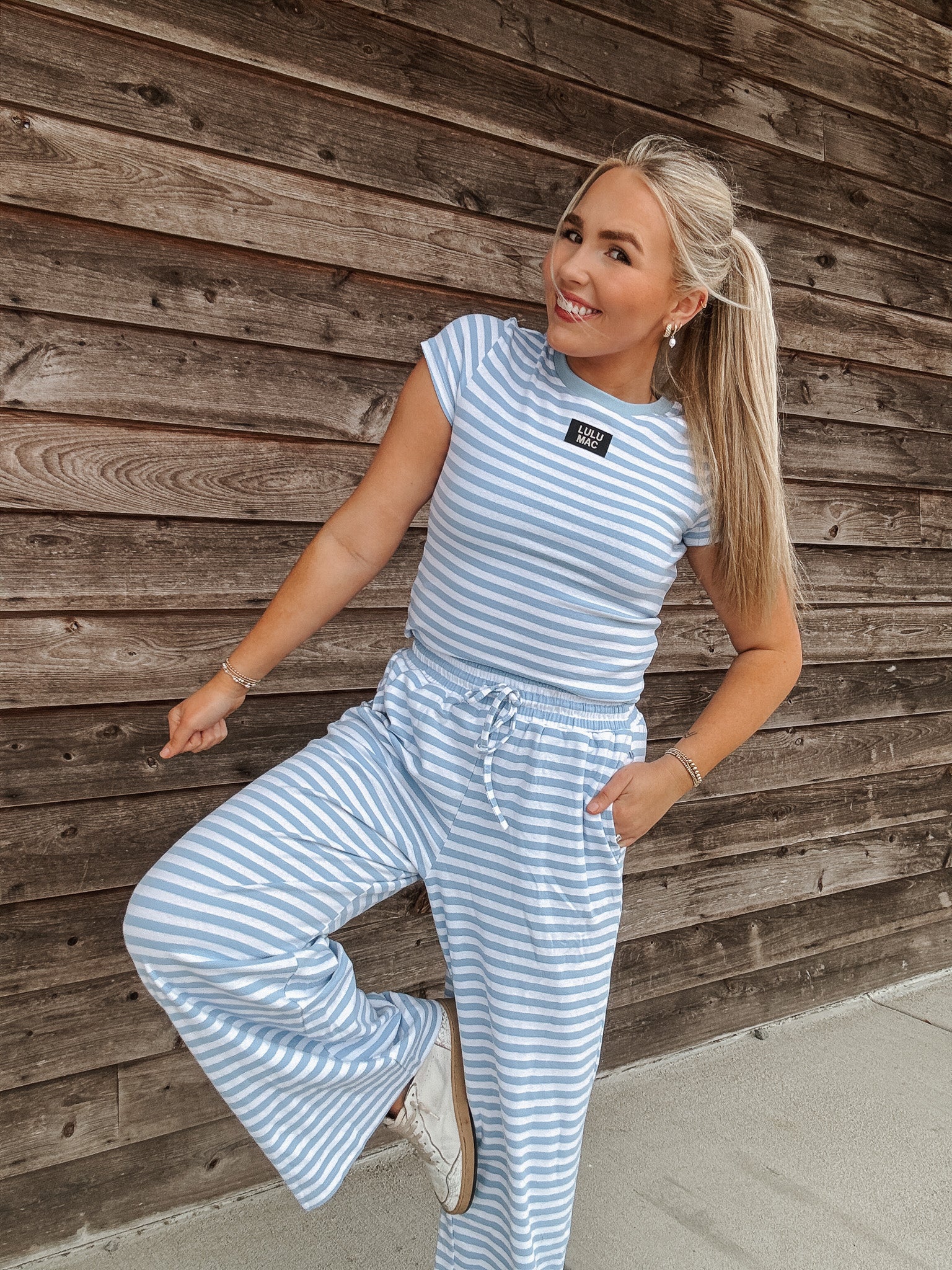 Lulu Mac Stripe Society Pants in Light Blue – Boot Country