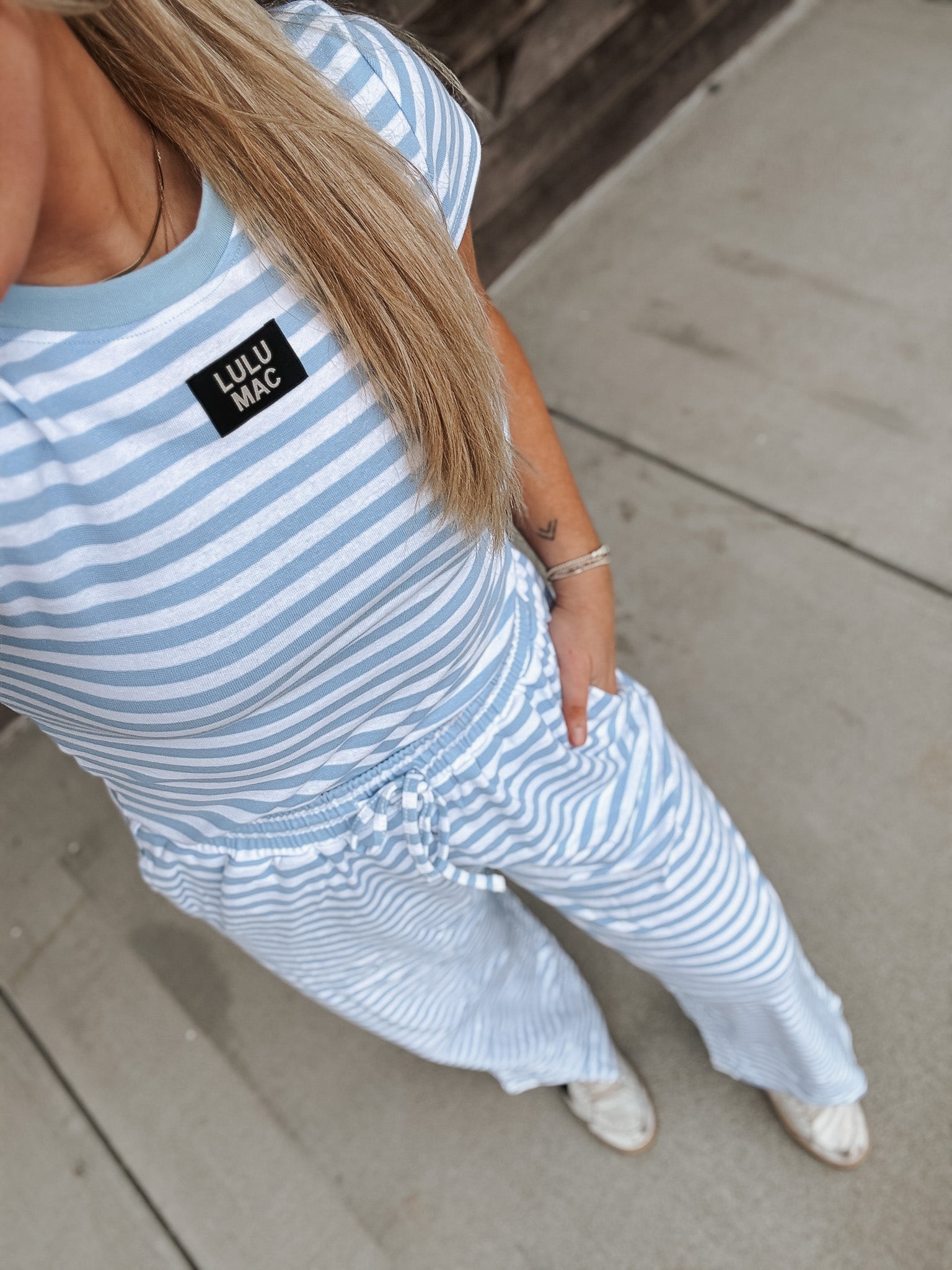 Lulu Mac Stripe Society Pants in Light Blue