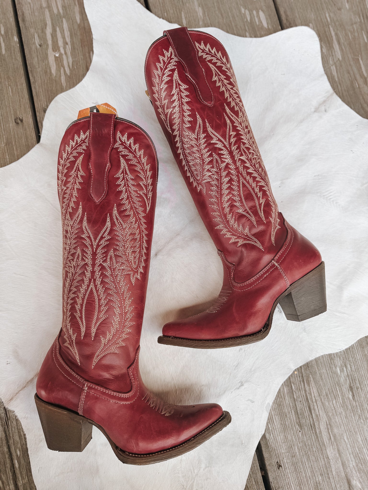 Cowgirl Outfit Dress Red Boots For Sale REDTOP Red Leather Snip Toe Embroidered Wide Calf Comfy Cowgirl Outfit Dress Red Boots For Sale REDTOP Red Leather Snip Toe Embroidered Wide Calf Comfy