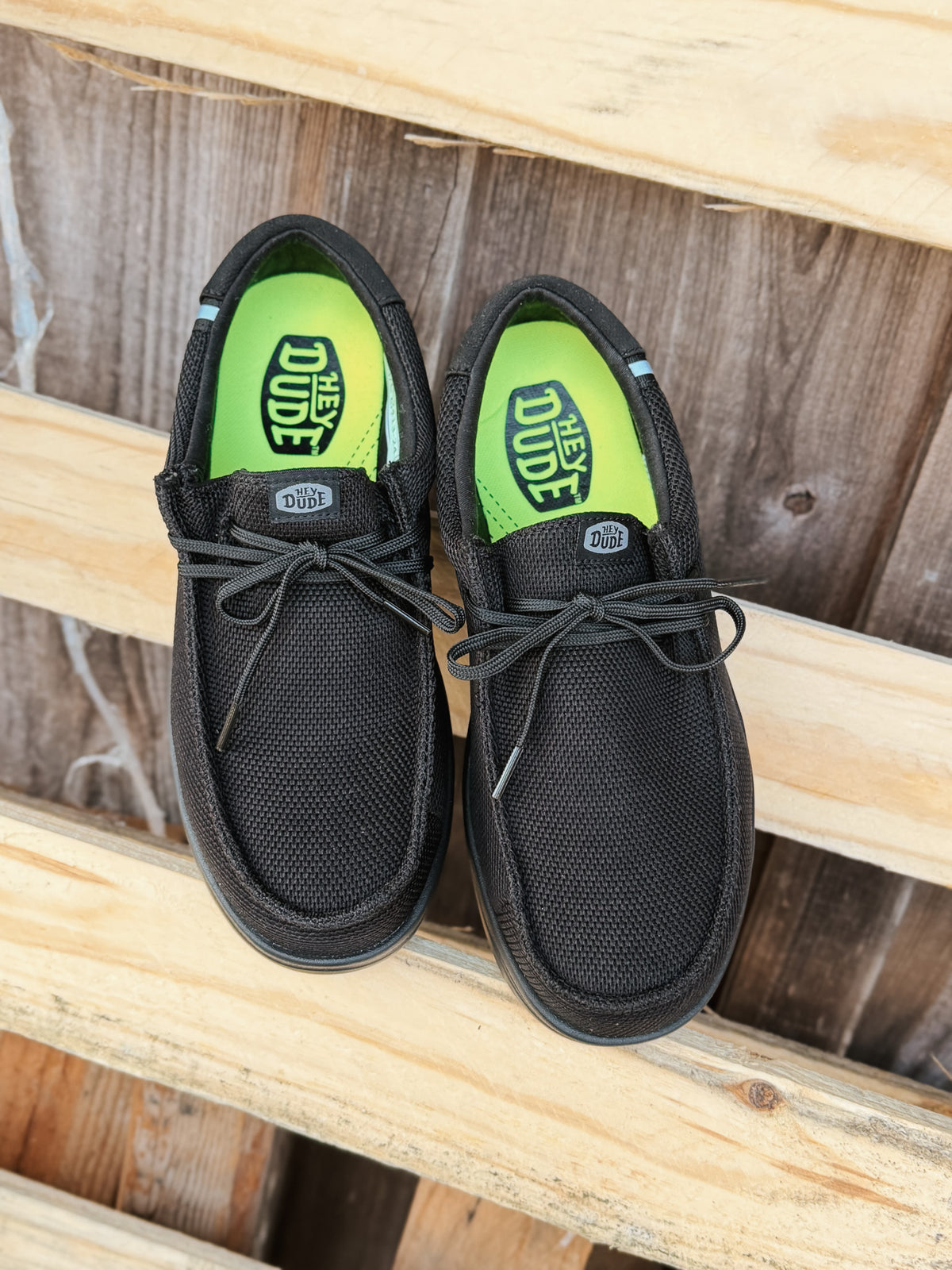 Men's Hey Dude Wally Work Composite Toe Shoes in Black/Black
