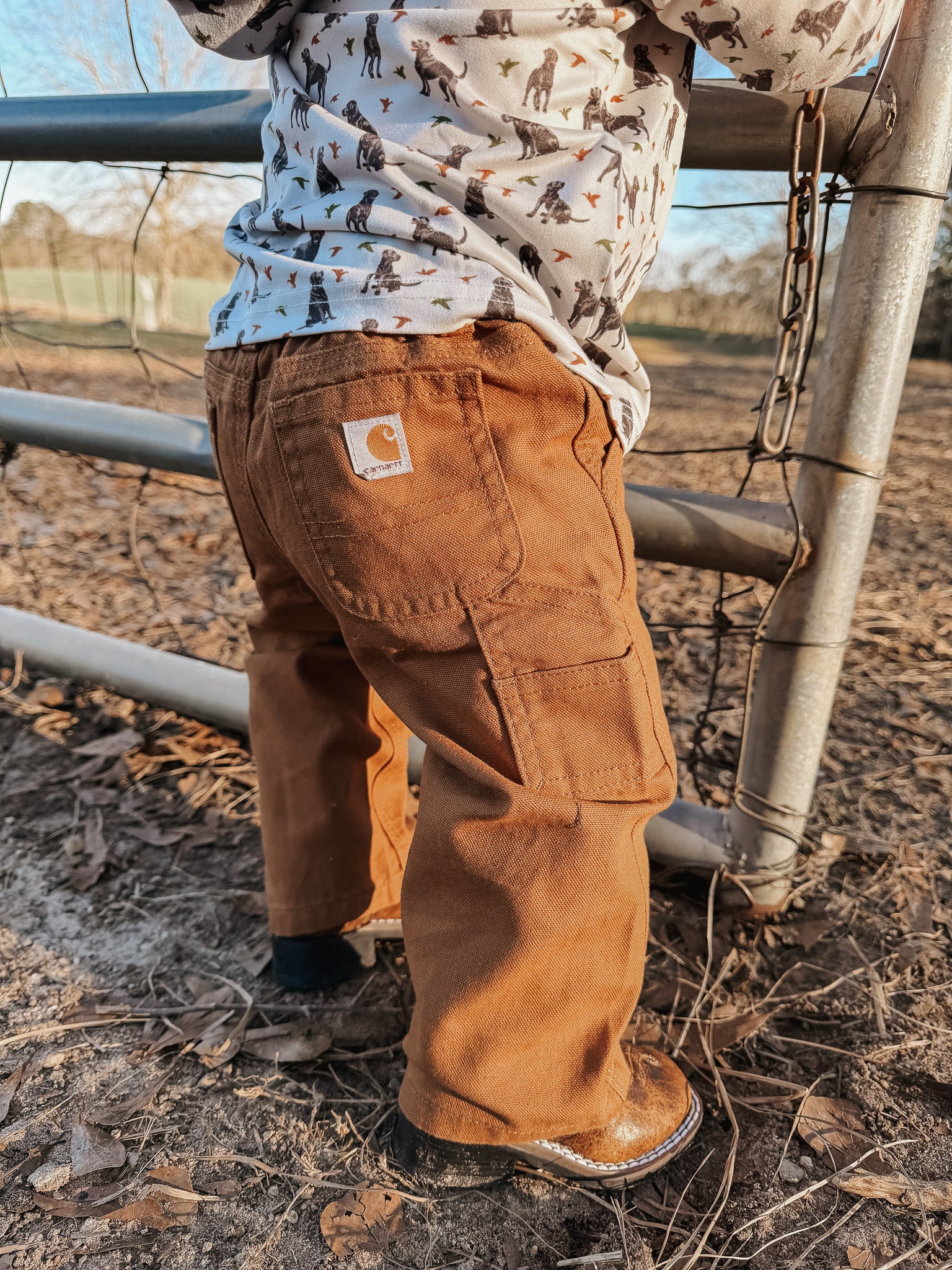 Carhartt Infant & Toddler Canvas Dungaree Pants in Carhartt Brown