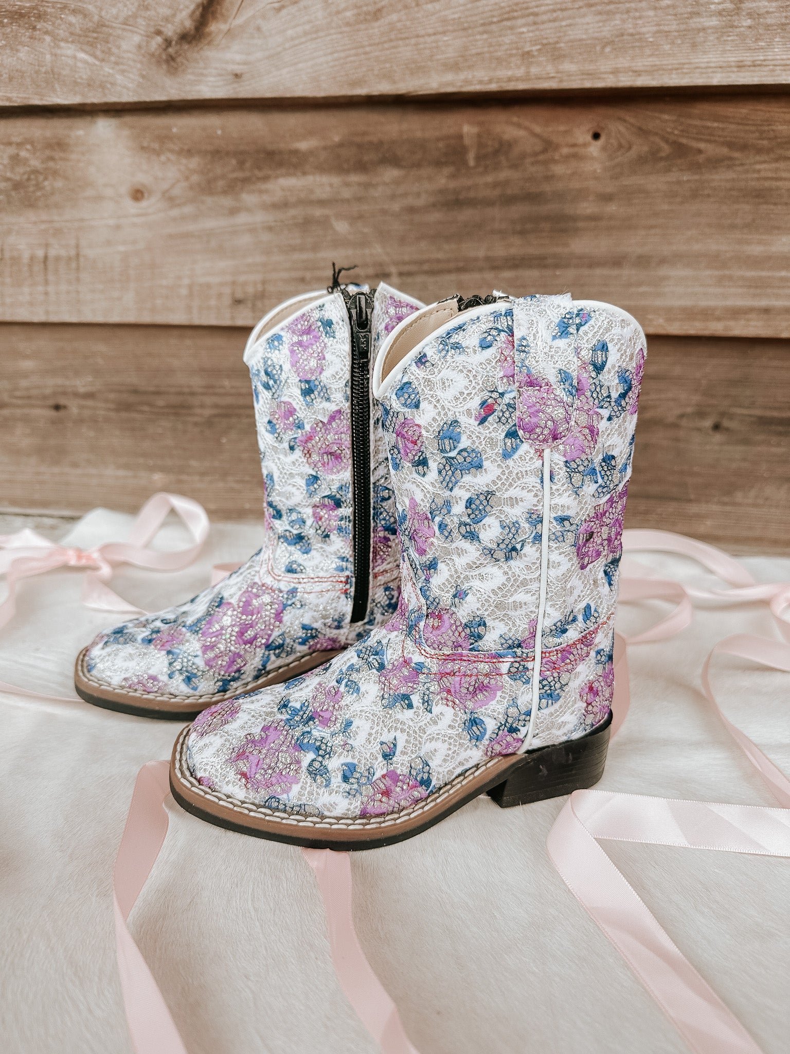 Youth purple glitter western boots