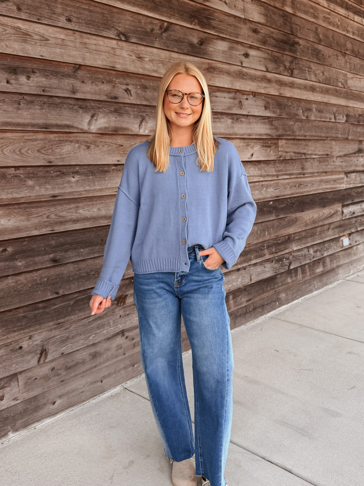 Open to It Knit Blue Cardigan
