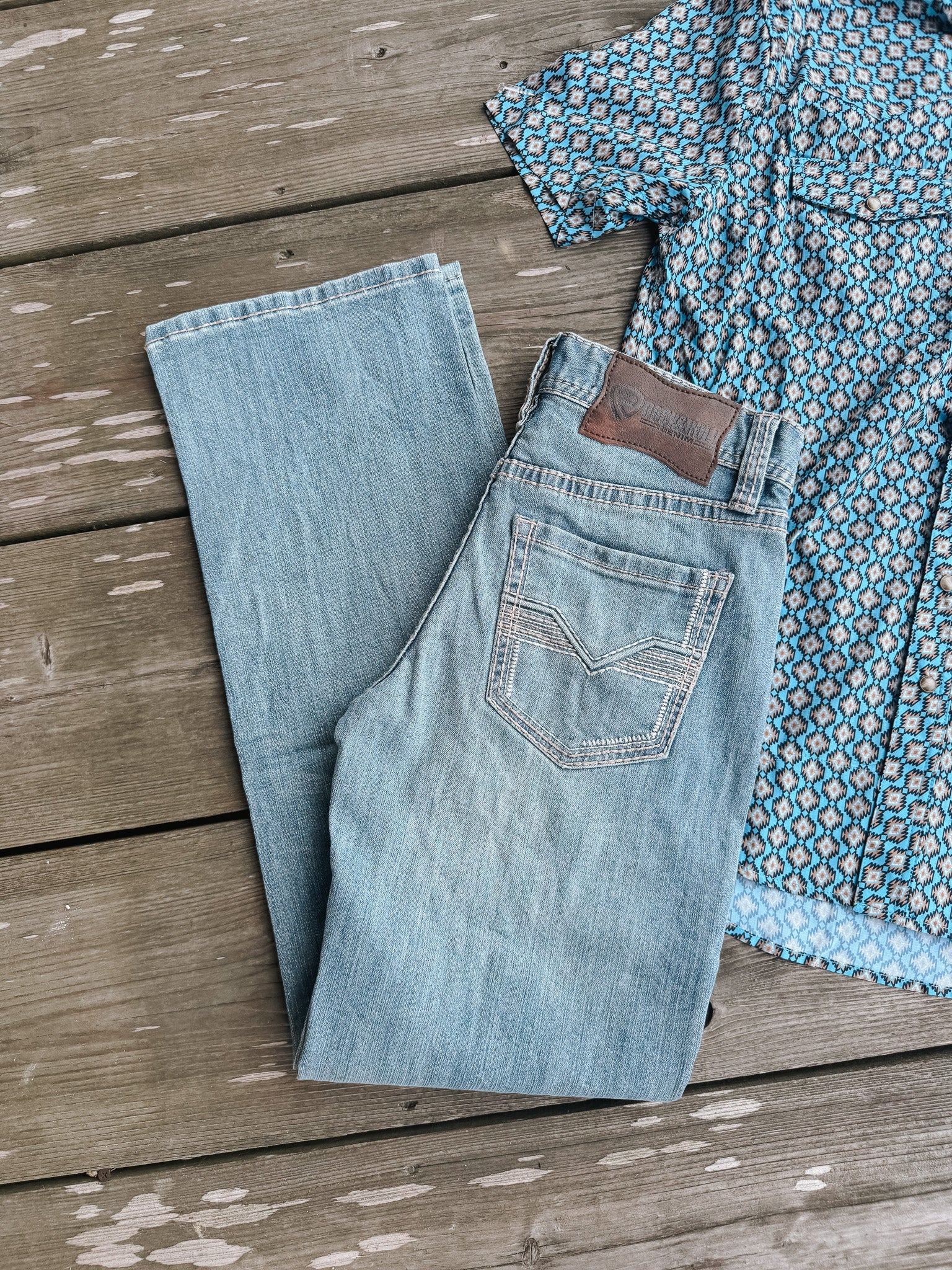 Men's Rock & Roll Relaxed Fit Raised Embroidery Straight Leg Jeans