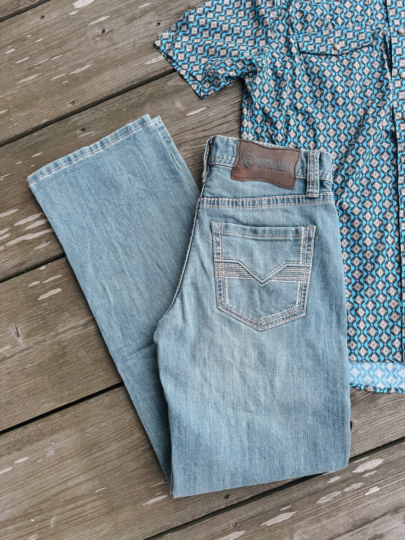 Men's Rock & Roll Relaxed Fit Raised Embroidery Straight Leg Jeans