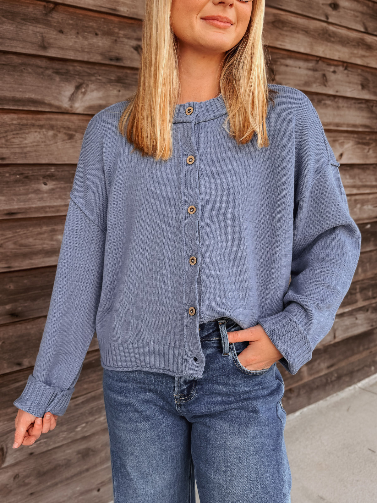 Open to It Knit Blue Cardigan
