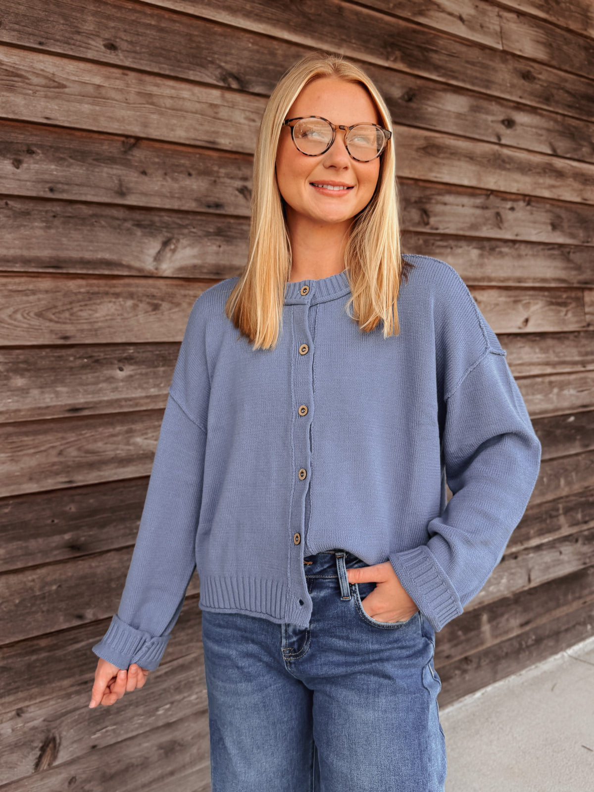 Open to It Knit Blue Cardigan