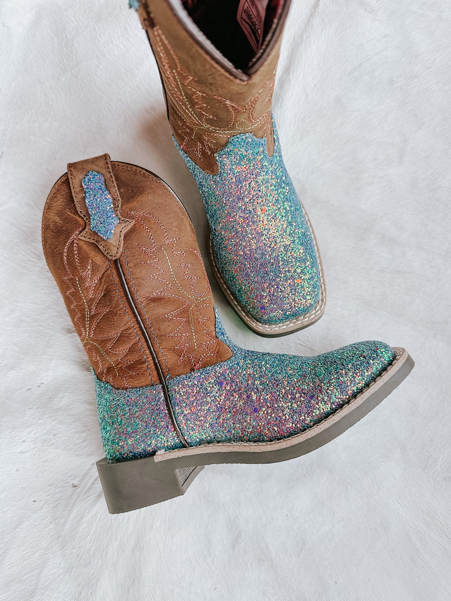 Girl's Smoky Mountain Ariel Glitter Square Toe Boot