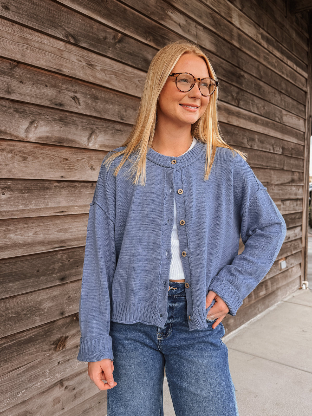 Open to It Knit Blue Cardigan