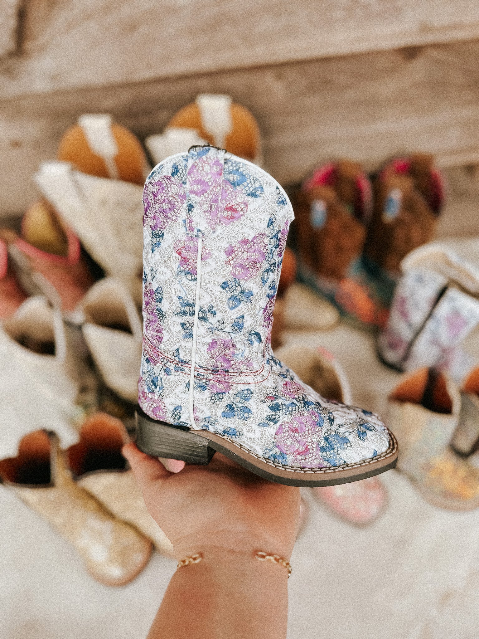 Youth purple glitter western boots