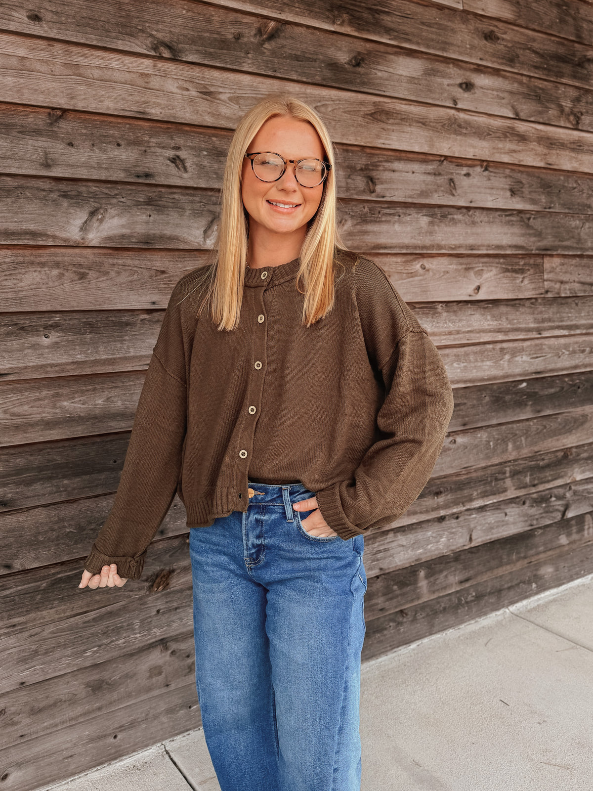 Open to It Knit Brown Cardigan