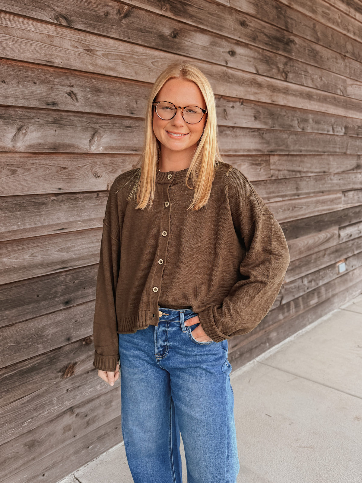 Open to It Knit Brown Cardigan