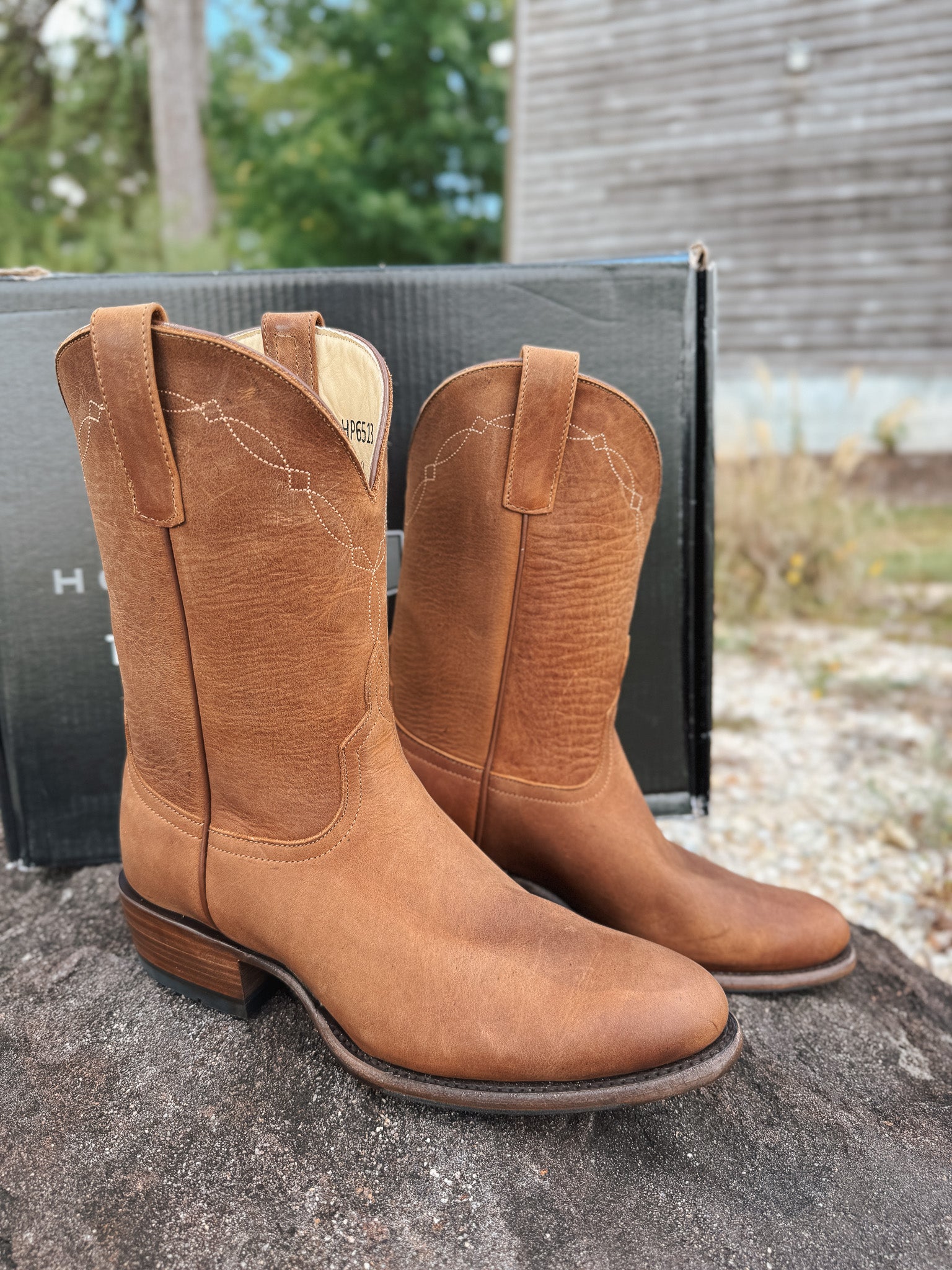 Men's Horse Power Honey Crazy Horse Round Toe Boots