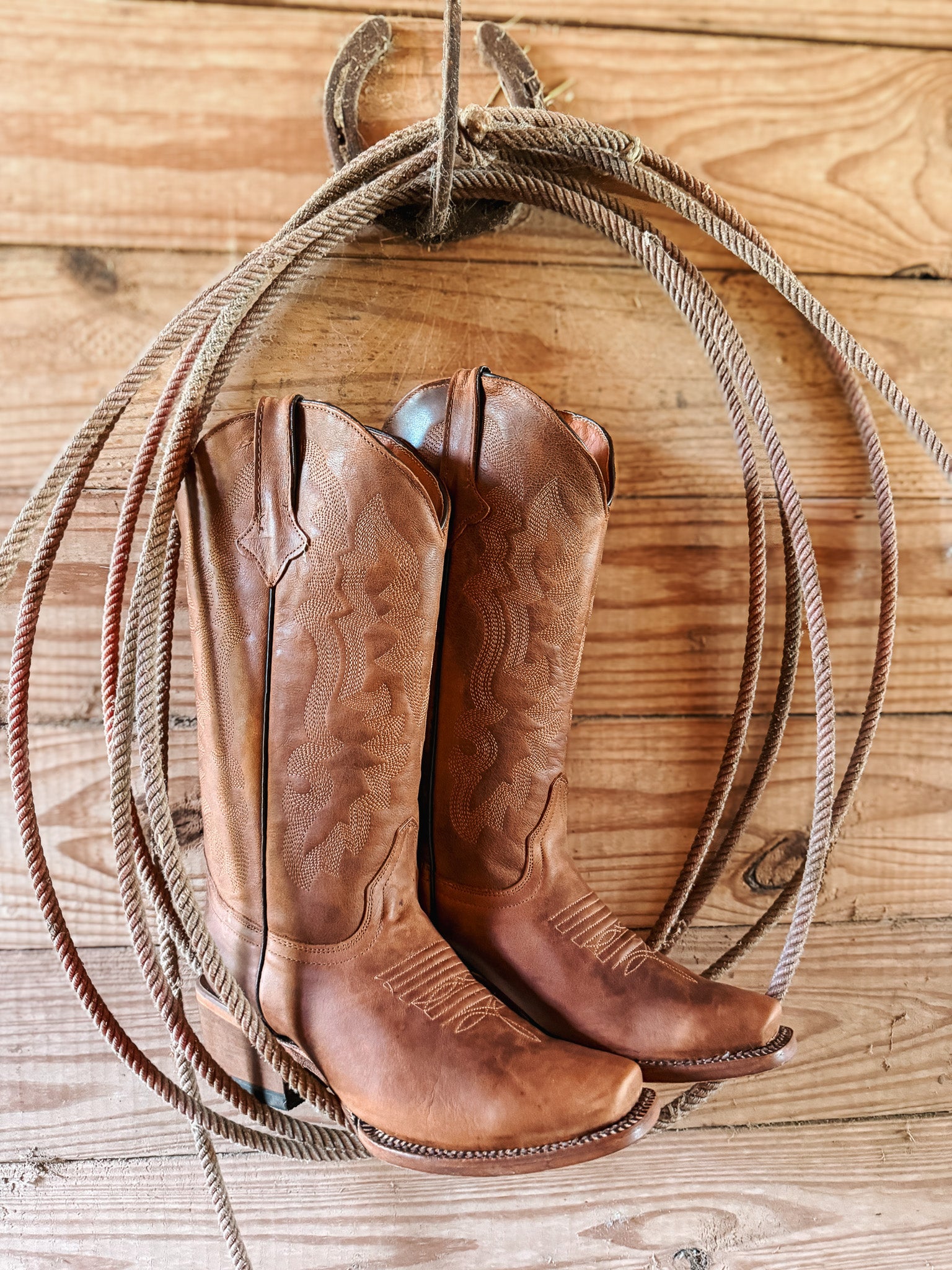 Tanner Mark Women's Ember Cognac Cutter Toe Calf Boots