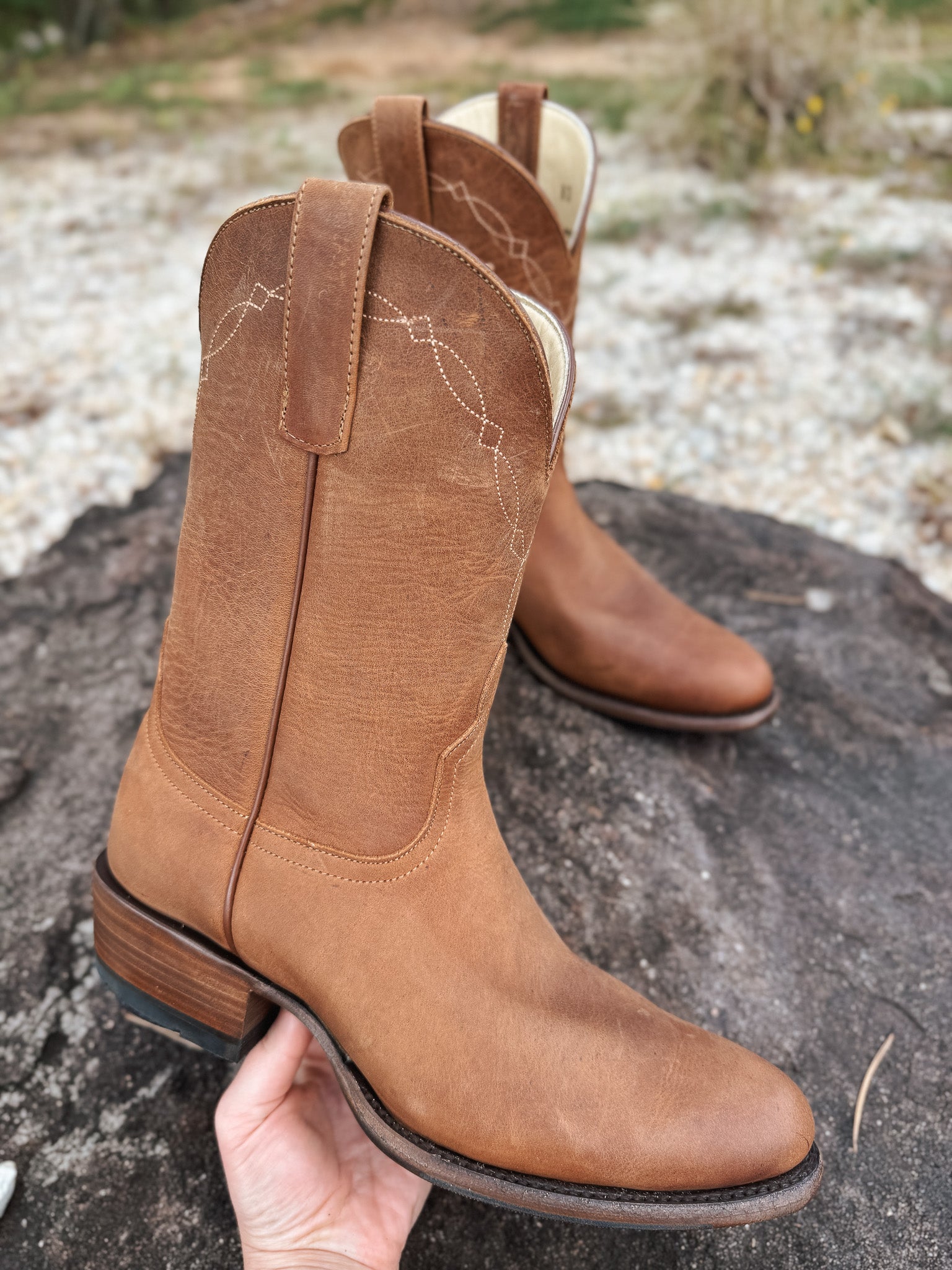 Men's Horse Power Honey Crazy Horse Round Toe Boots