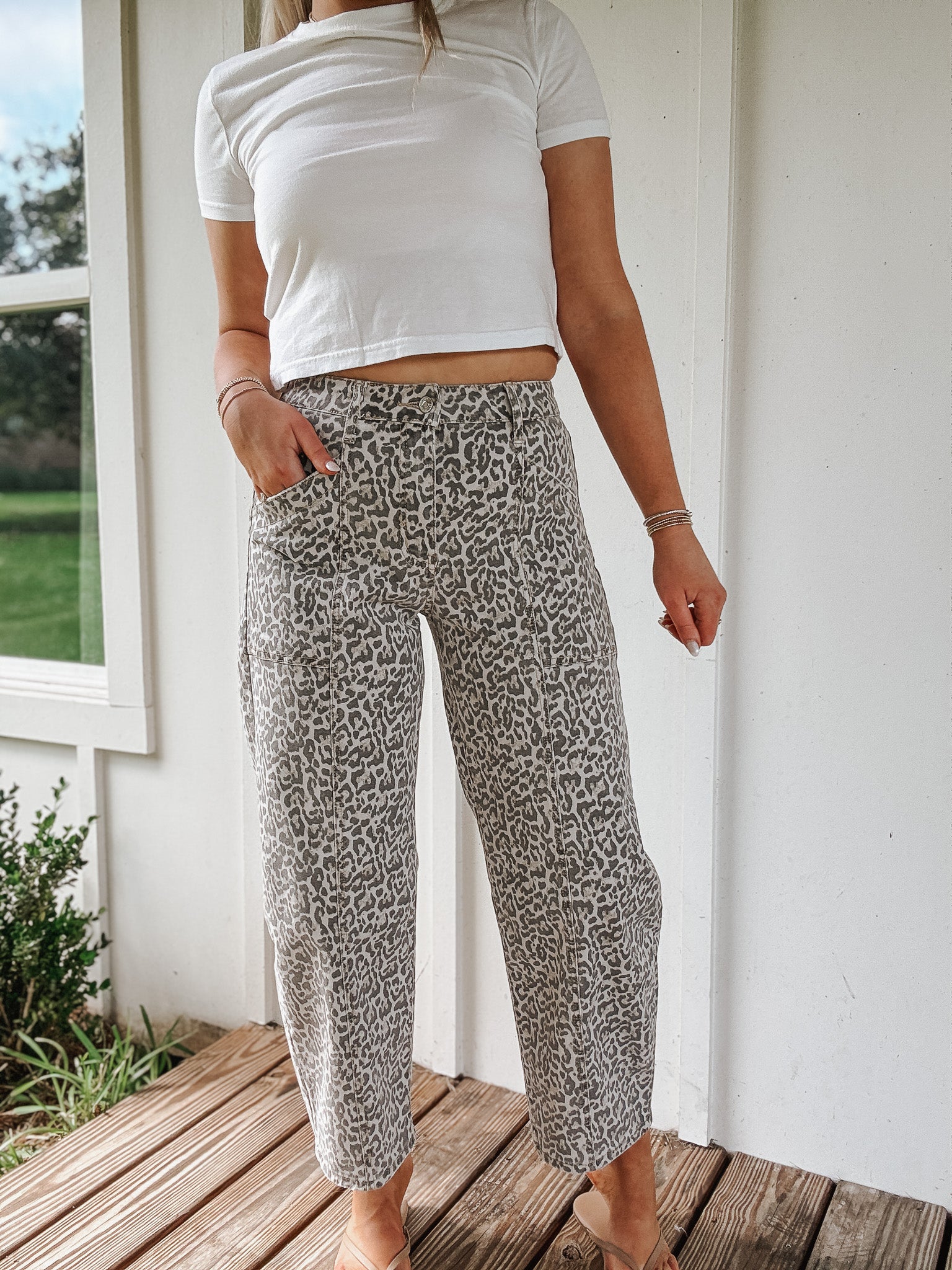 Wild Side Leopard Barrel Jeans