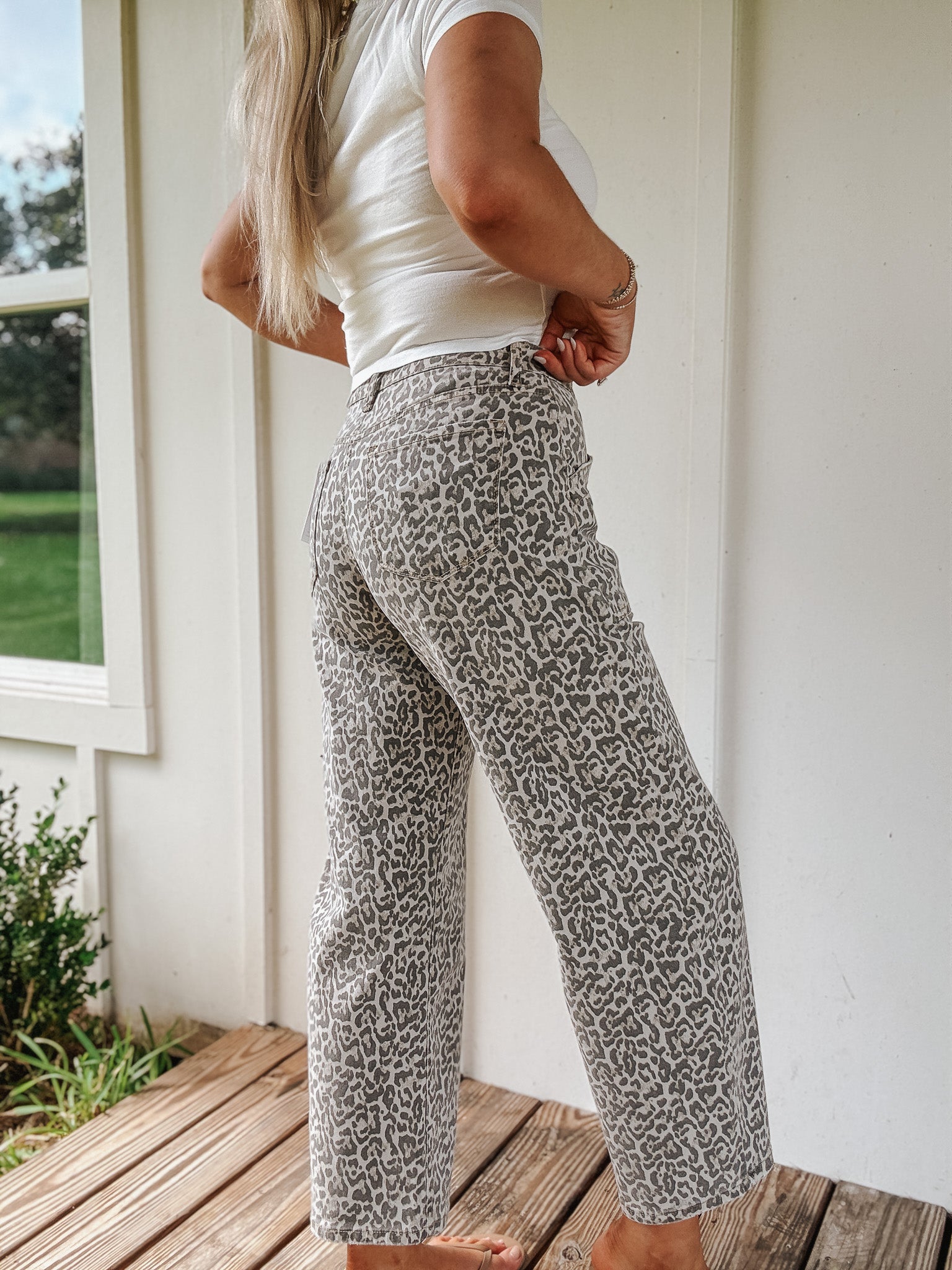 Wild Side Leopard Barrel Jeans