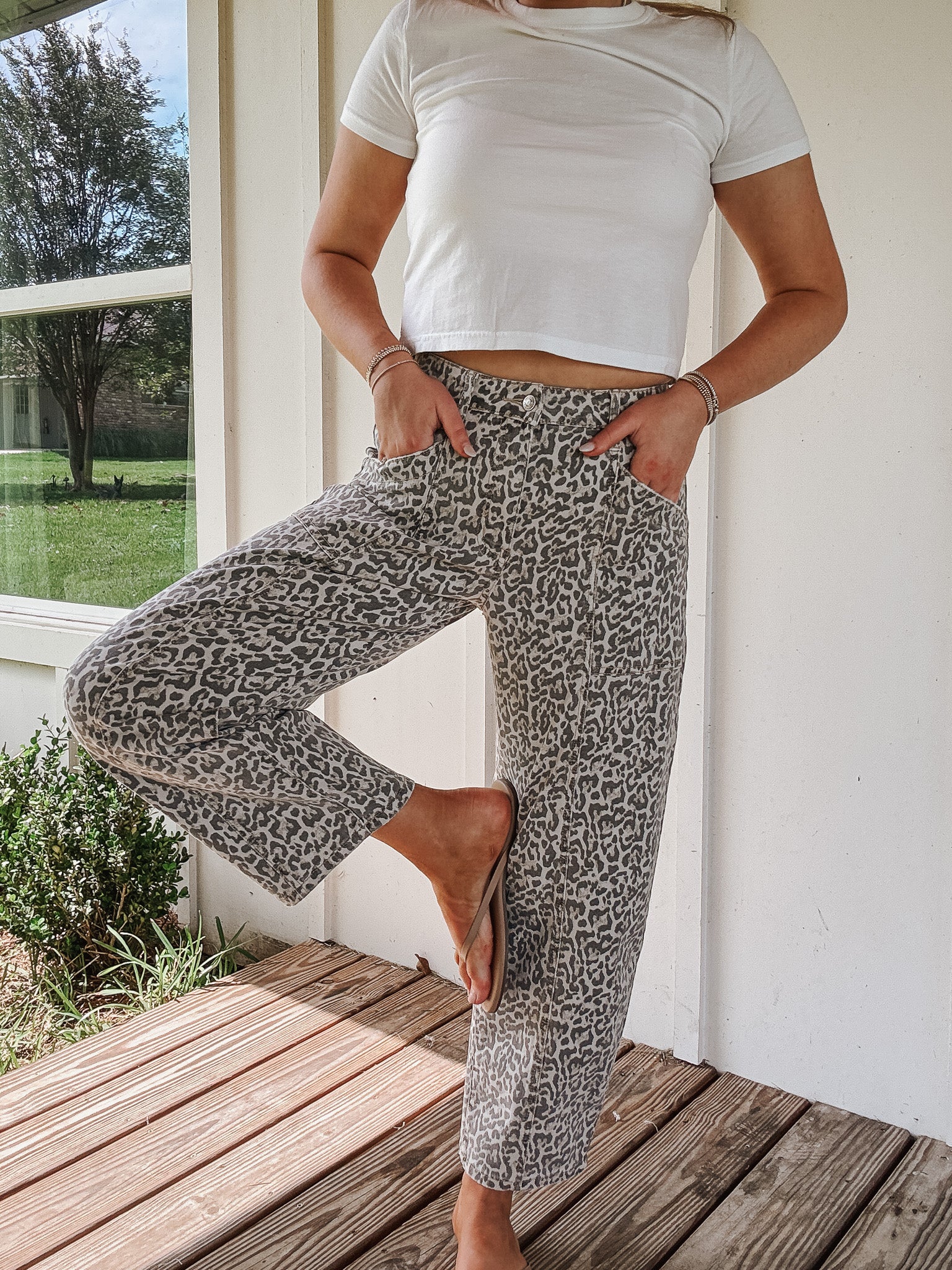 Wild Side Leopard Barrel Jeans