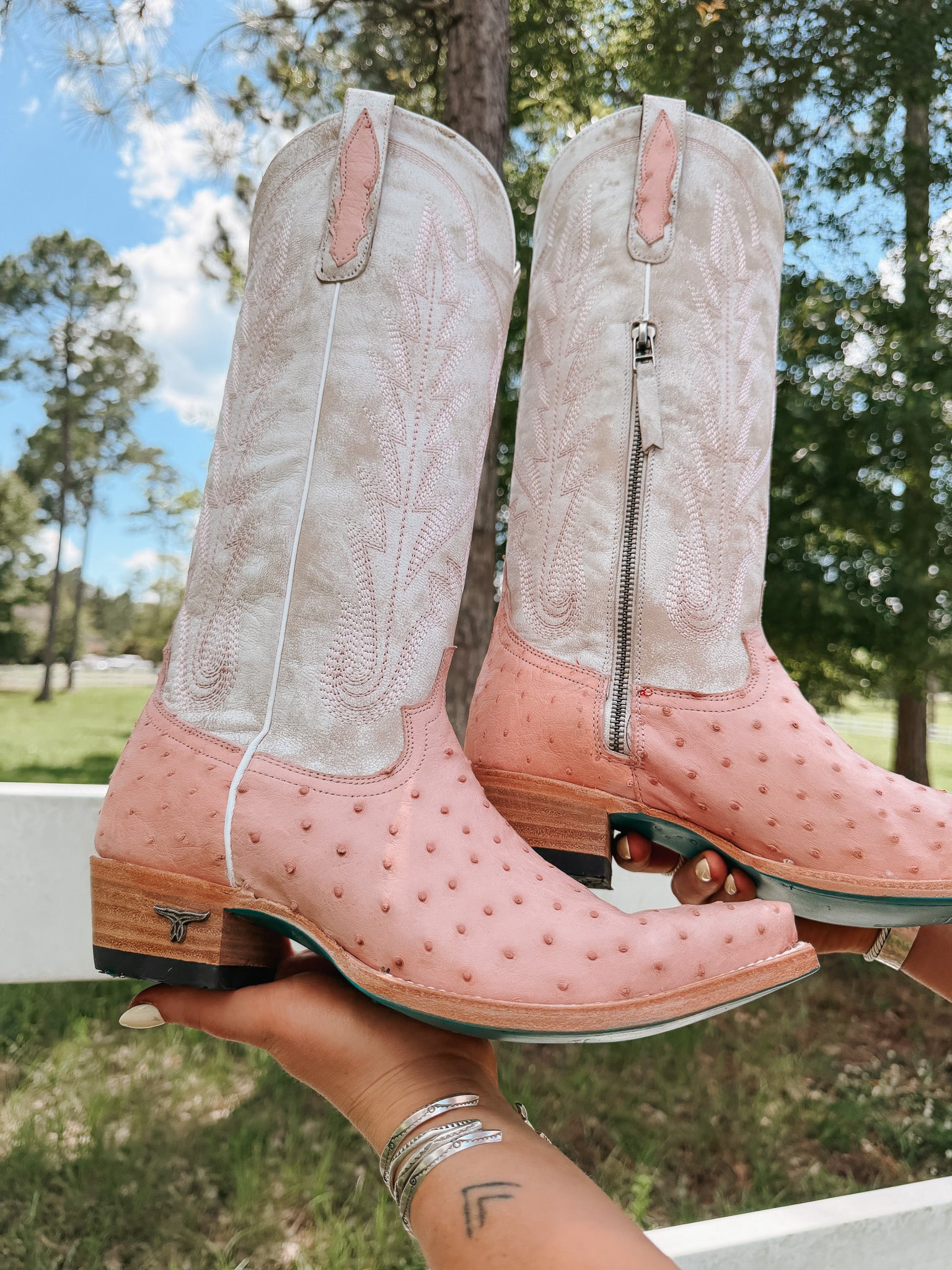 Women's Lane Skylight Boot in Blush Ostrich