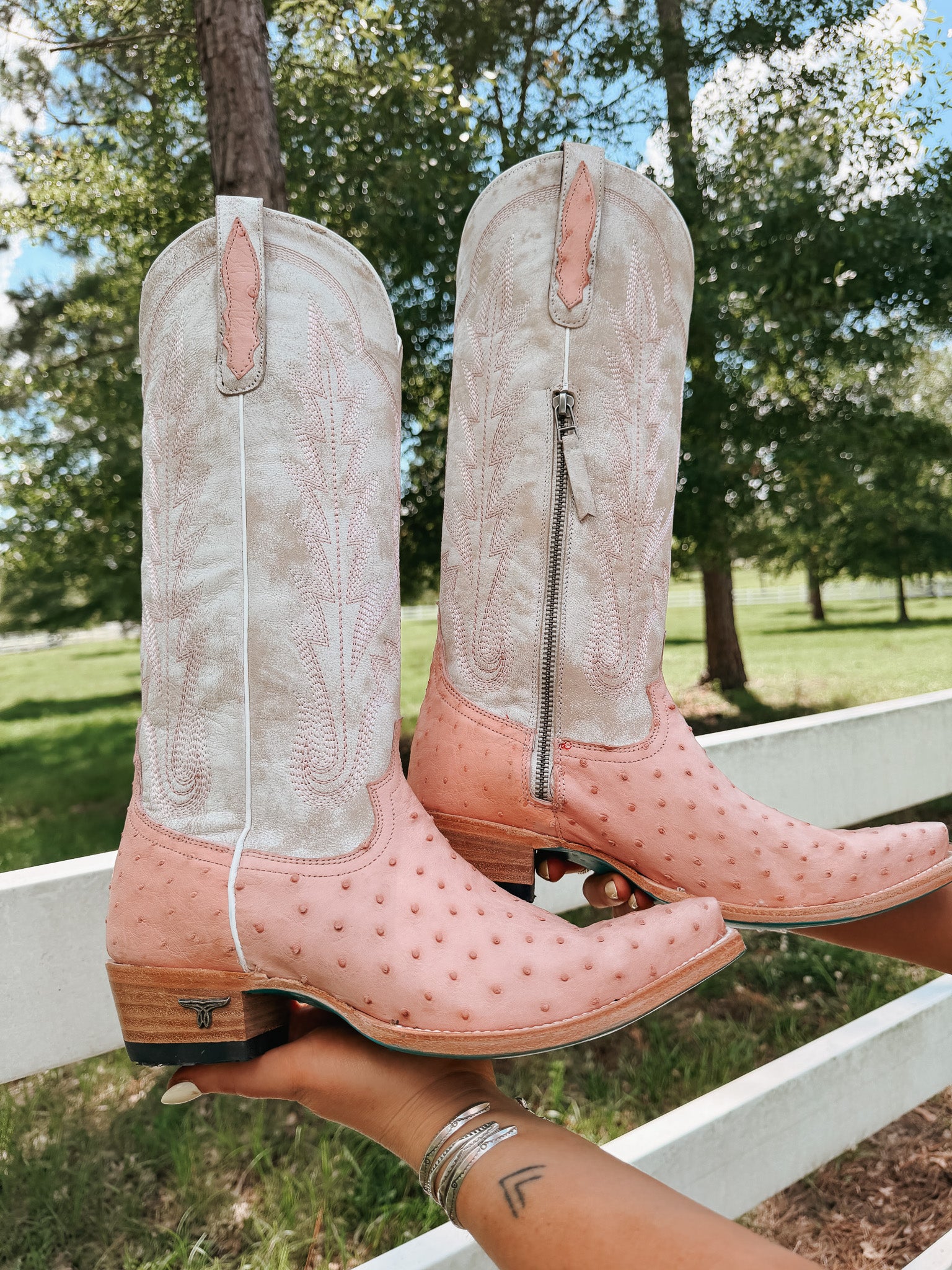 Women's Lane Skylight Boot in Blush Ostrich