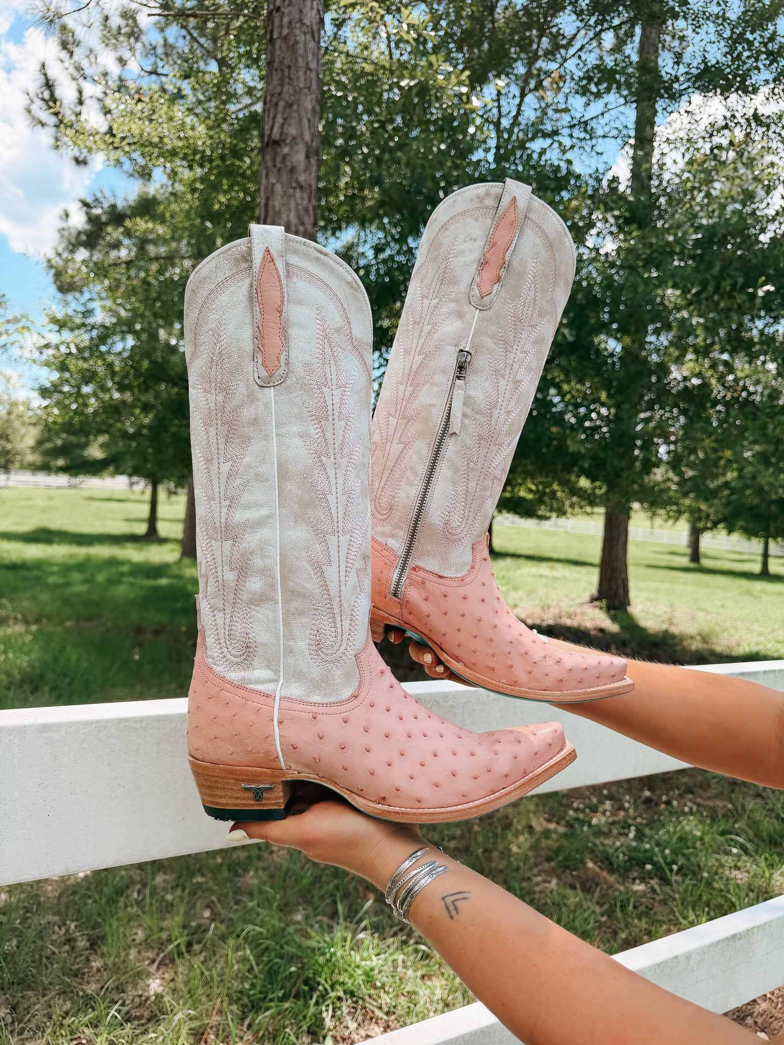 Women's Lane Skylight Boot in Blush Ostrich