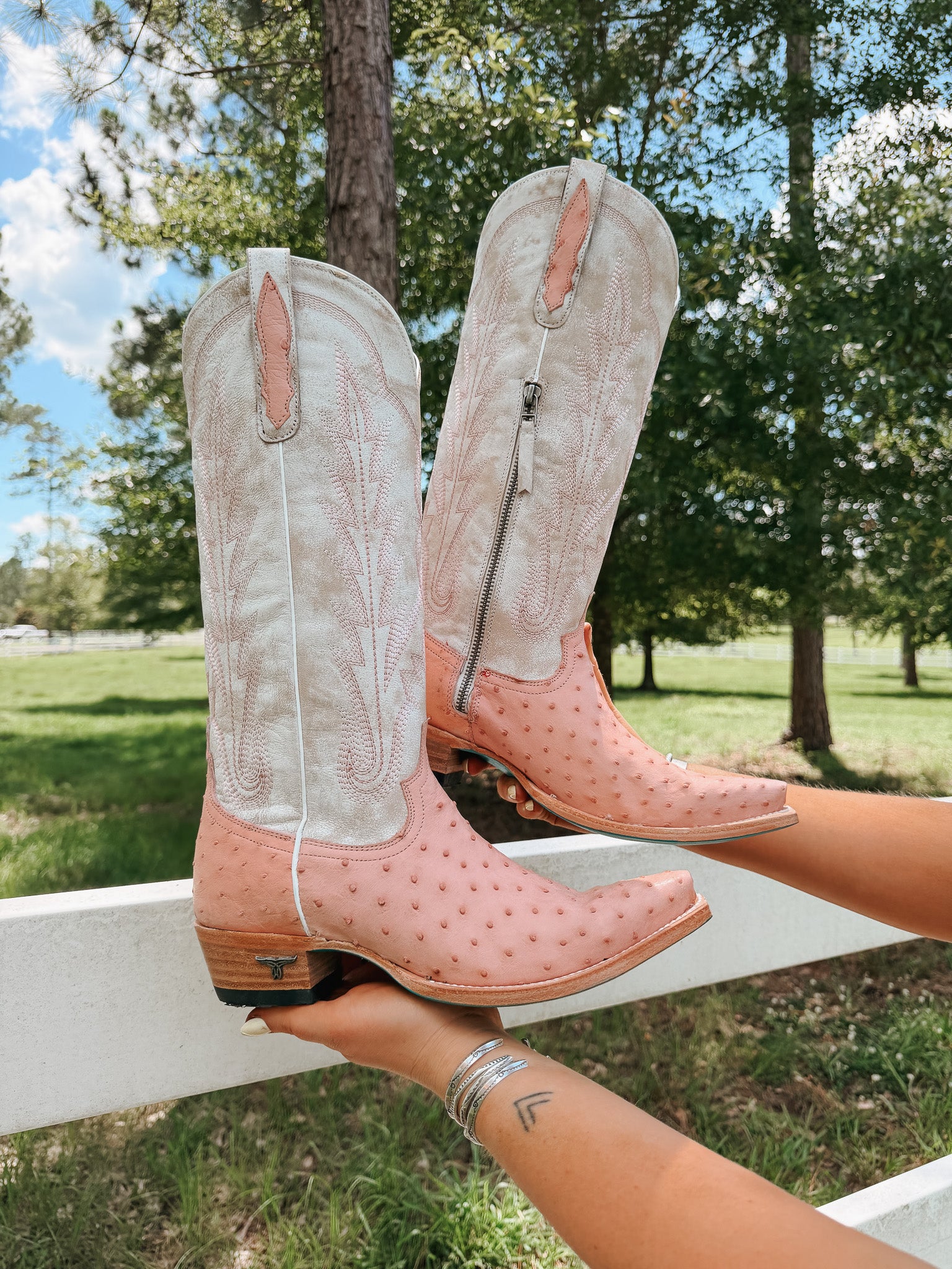 Women's Lane Skylight Boot in Blush Ostrich