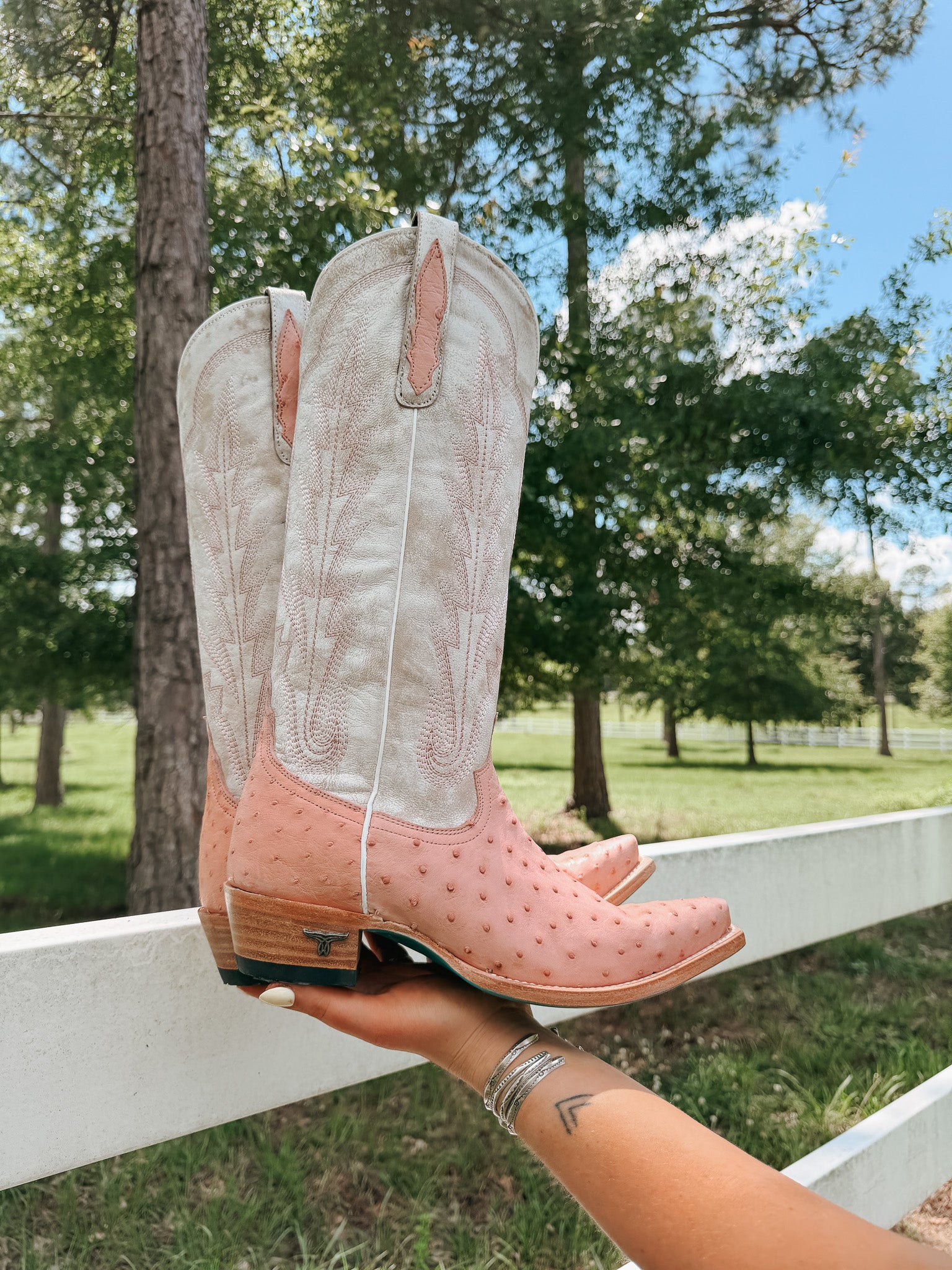 Women's Lane Skylight Boot in Blush Ostrich
