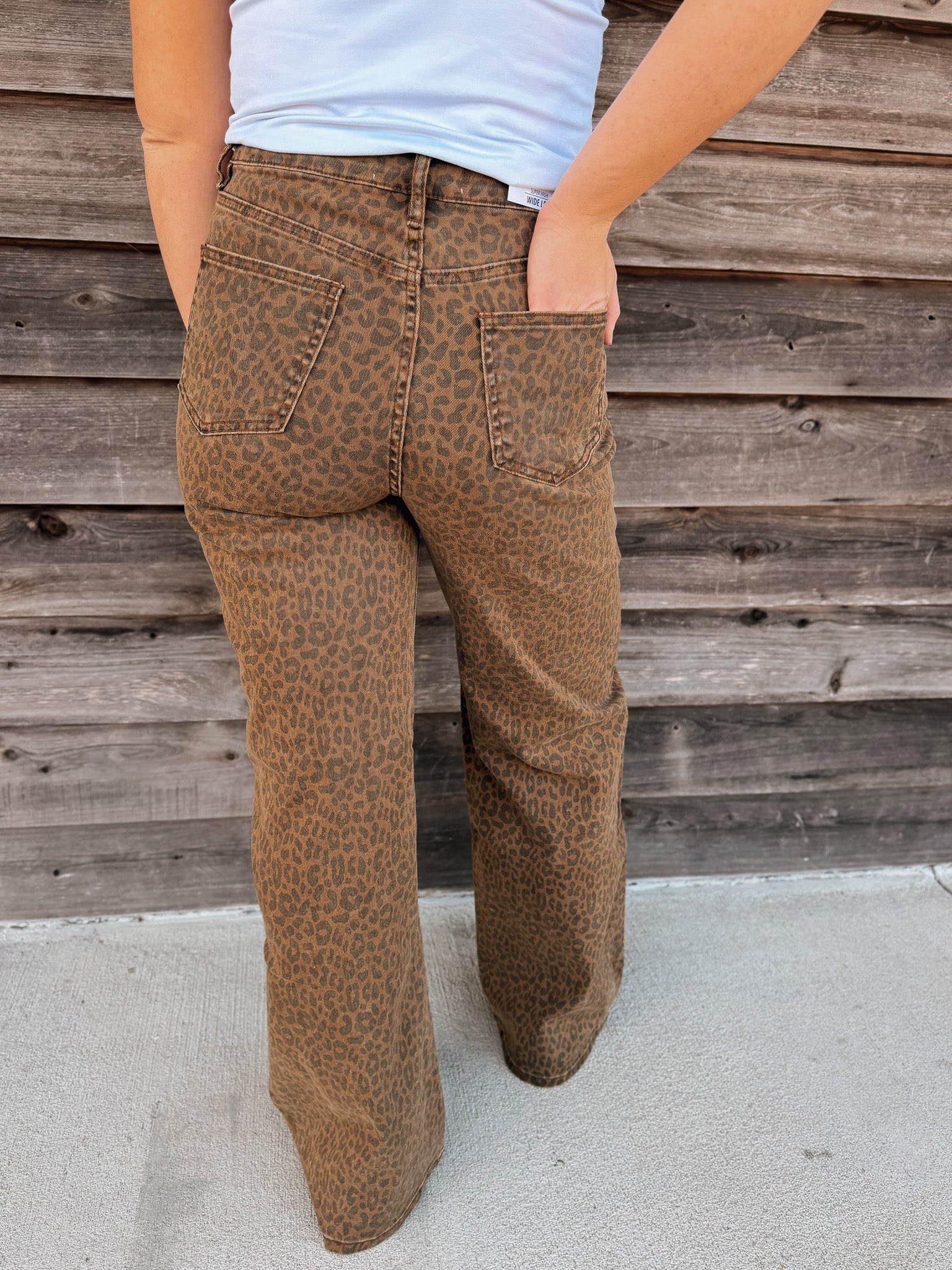 The Derby Super High Ride Wide Leg Leopard Jeans