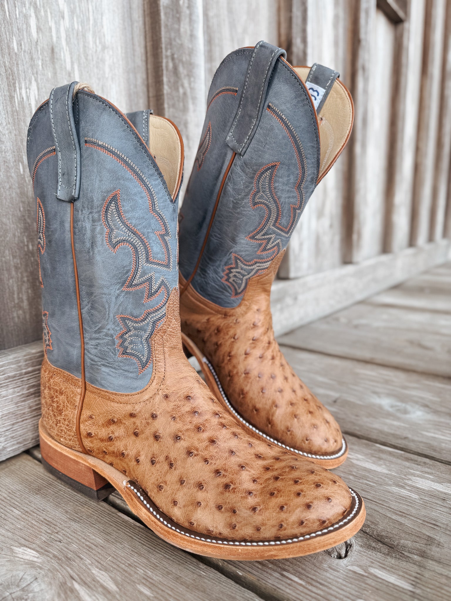 Men's Anderson Bean BC Exclusive Blue Aged Brandy Ostrich Boot