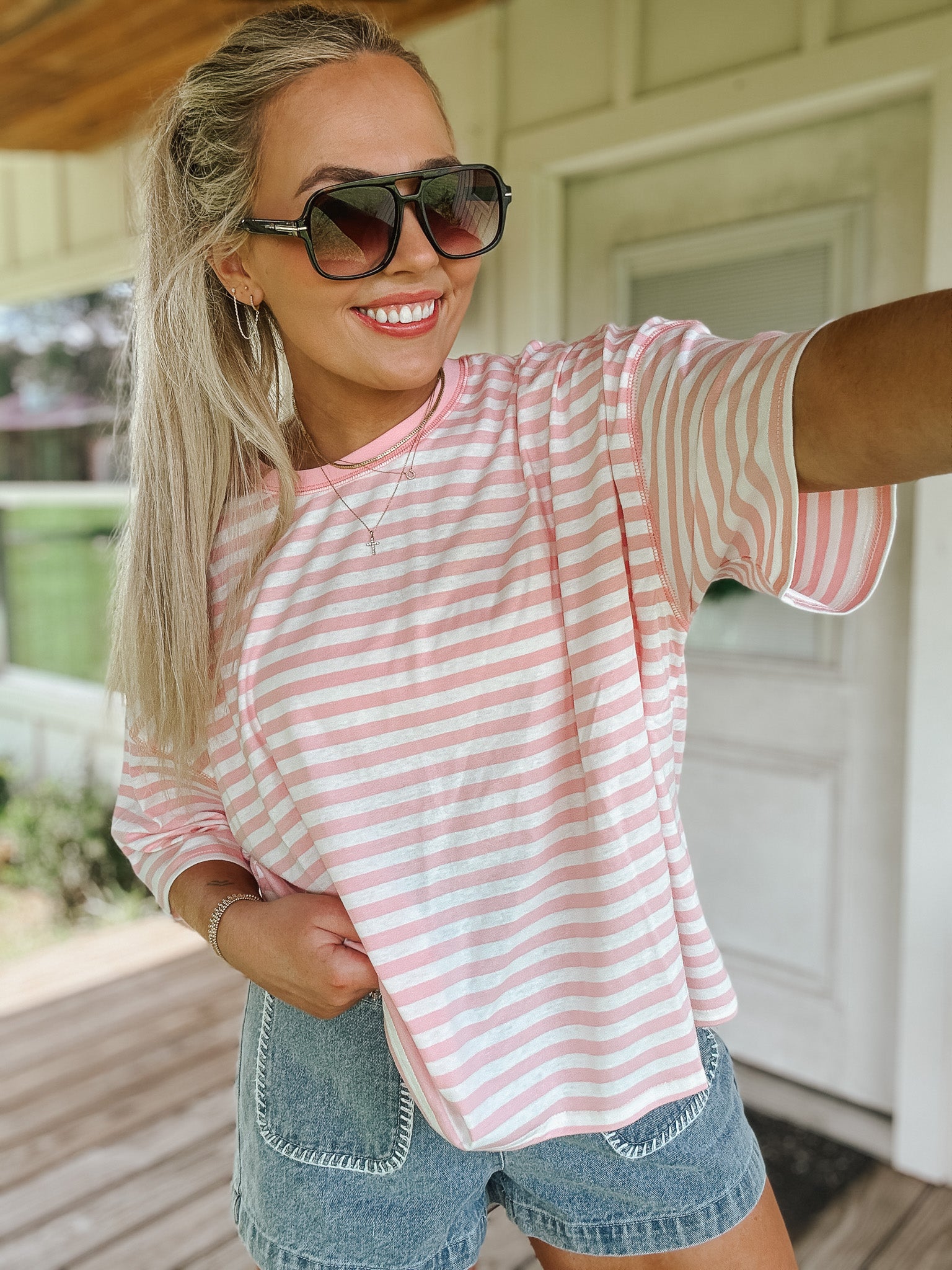 Stripes For Summer Tee in Pink