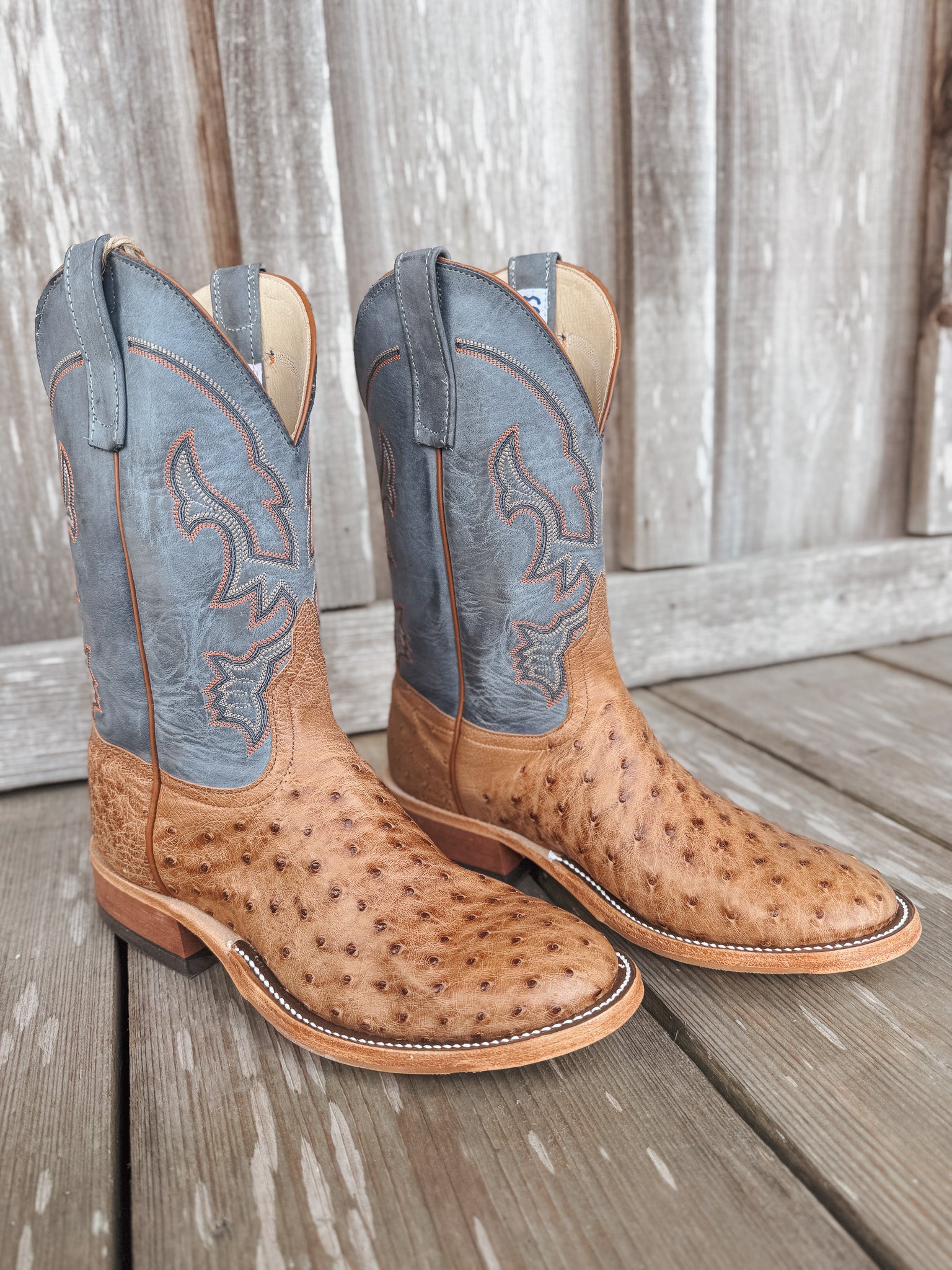 Men's Anderson Bean BC Exclusive Blue Aged Brandy Ostrich Boot