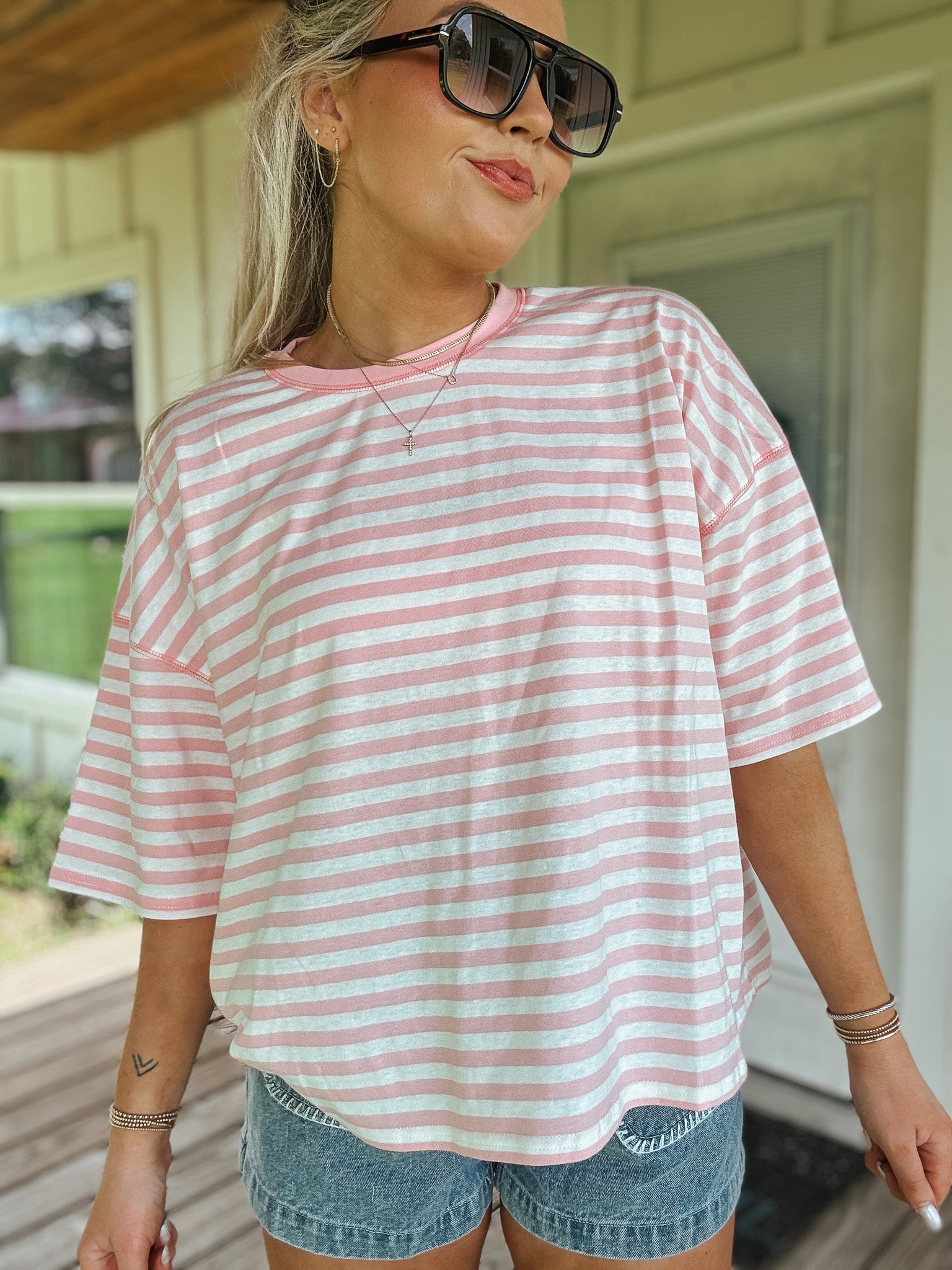 Stripes For Summer Tee in Pink