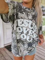 Jesus Loves You Camo Tee in Grey