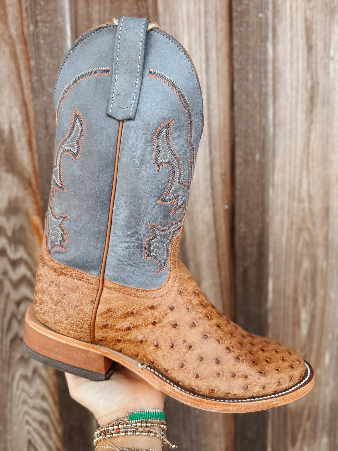 Men's Anderson Bean BC Exclusive Blue Aged Brandy Ostrich Boot