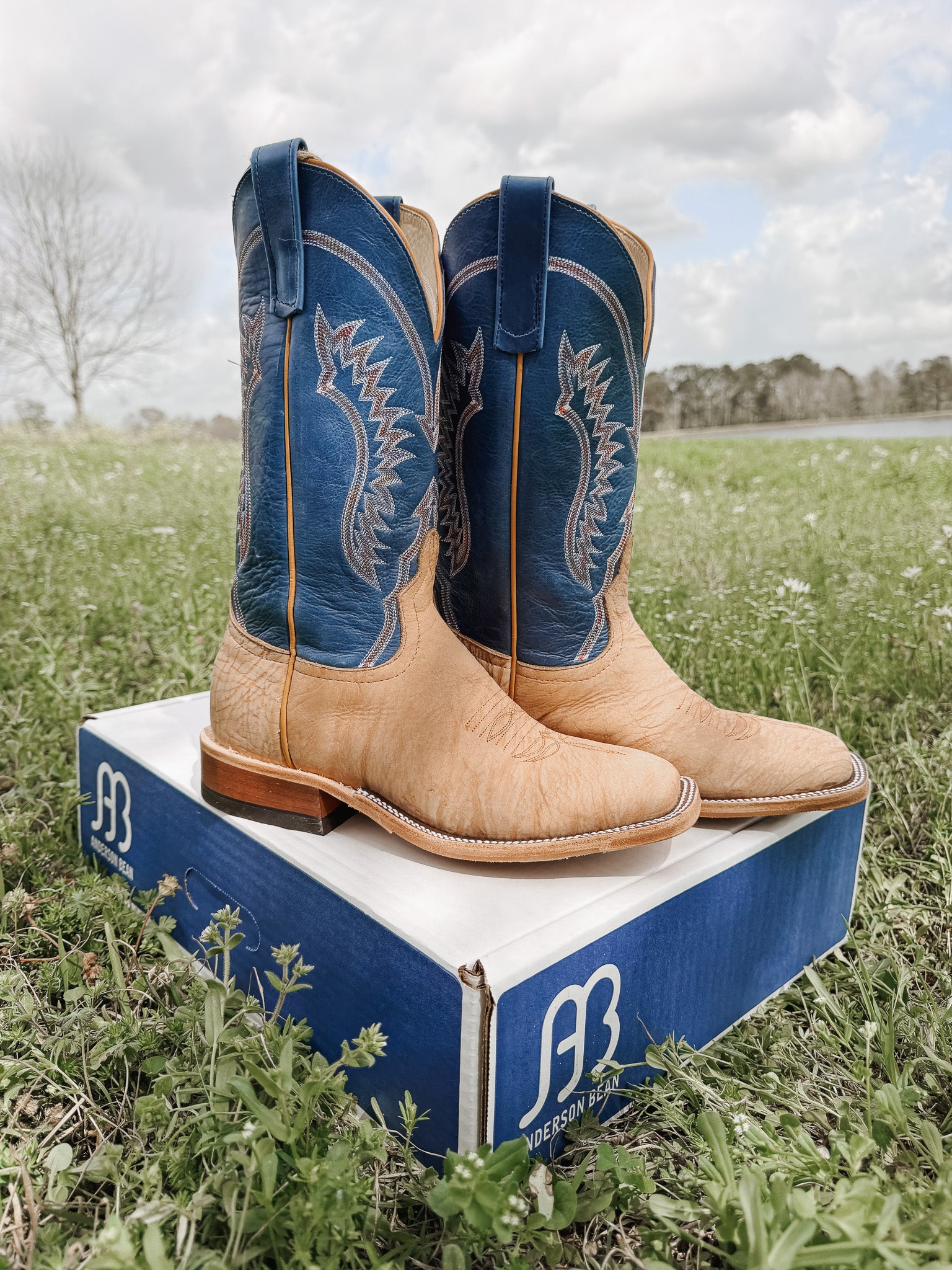 Men's Anderson Bean BC Exclusive Tan Washed Shoulder/Sky Blue Boots