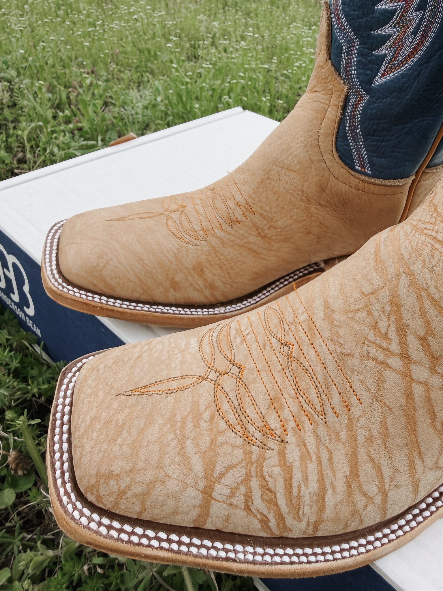 Men's Anderson Bean BC Exclusive Tan Washed Shoulder/Sky Blue Boots