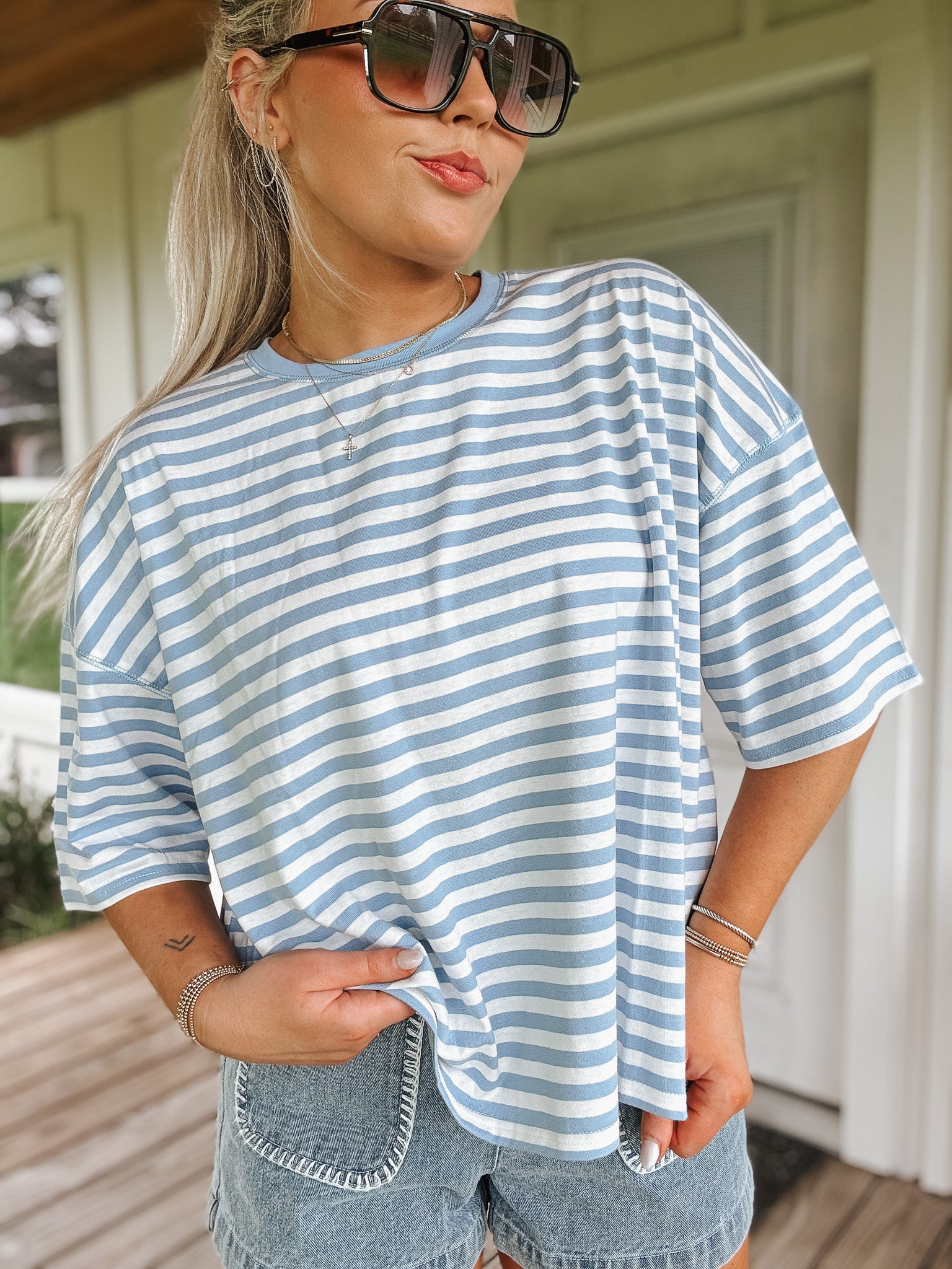 Stripes For Summer Tee in Blue