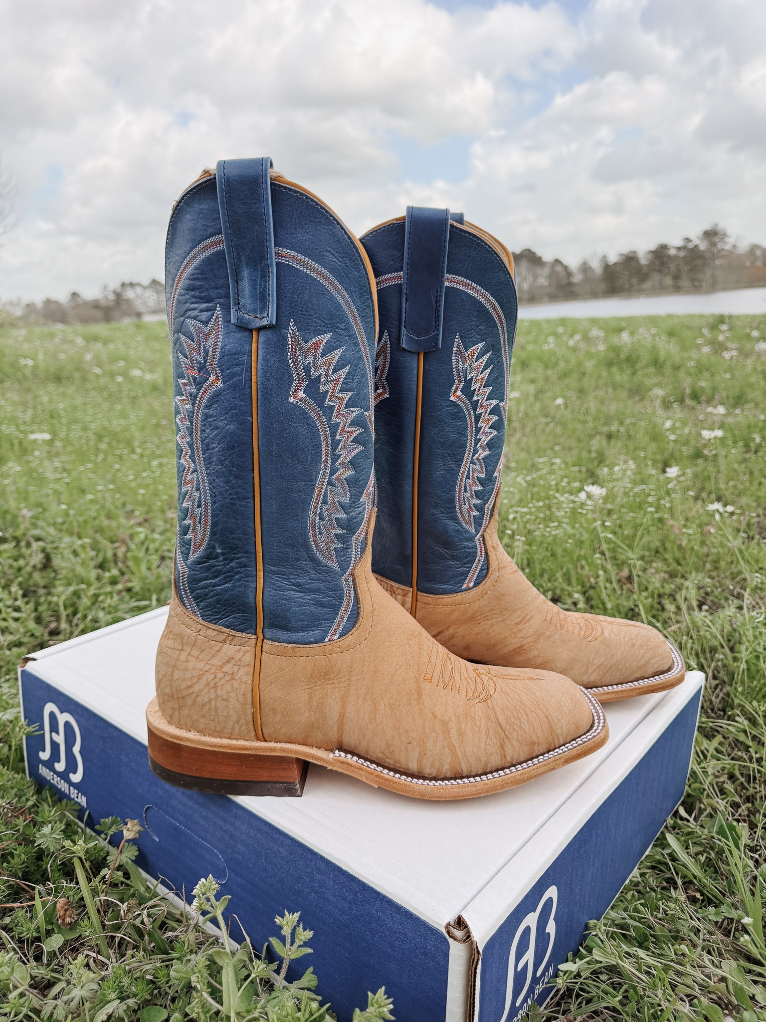 Men's Anderson Bean BC Exclusive Tan Washed Shoulder/Sky Blue Boots