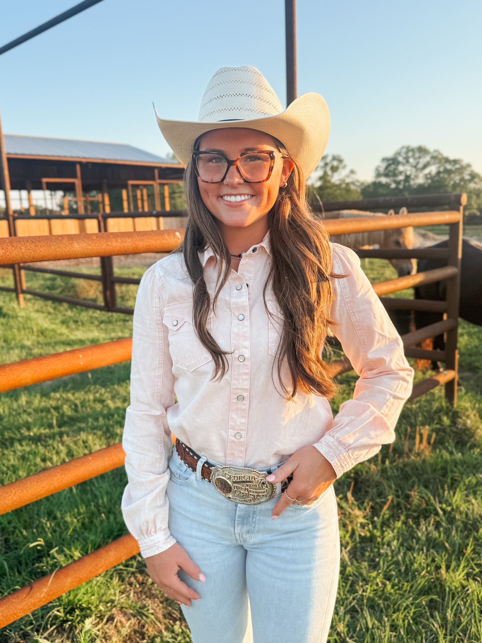 Women's Cinch Denim Light Pink Pearl Snap