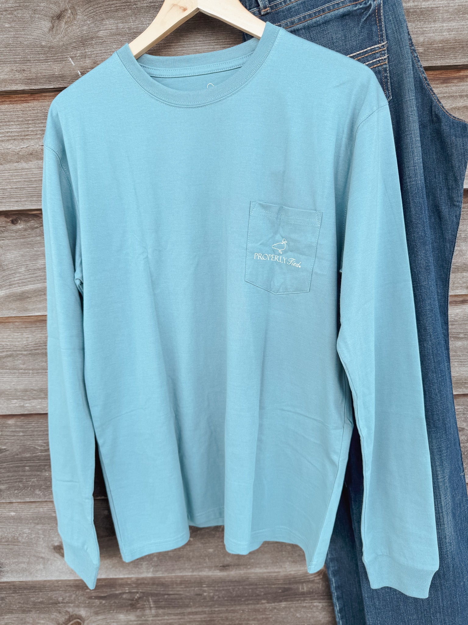 Men's Properly Tied Steel Blue Boat Ride Long Sleeve T-Shirt