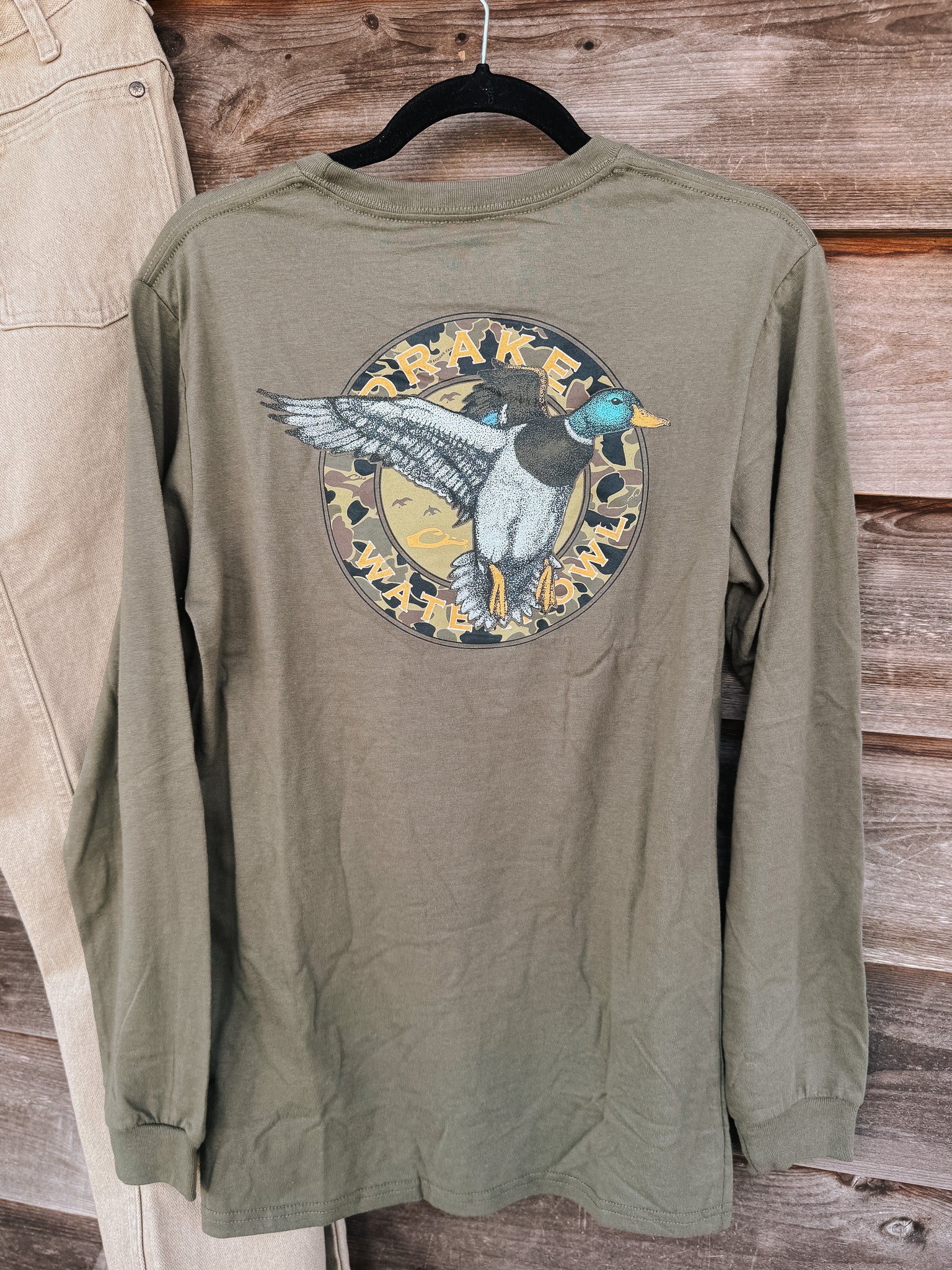 Men's Drake Circle Mallard Long Sleeve T-Shirt in Olive