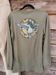 Men's Drake Circle Mallard Long Sleeve T-Shirt in Olive