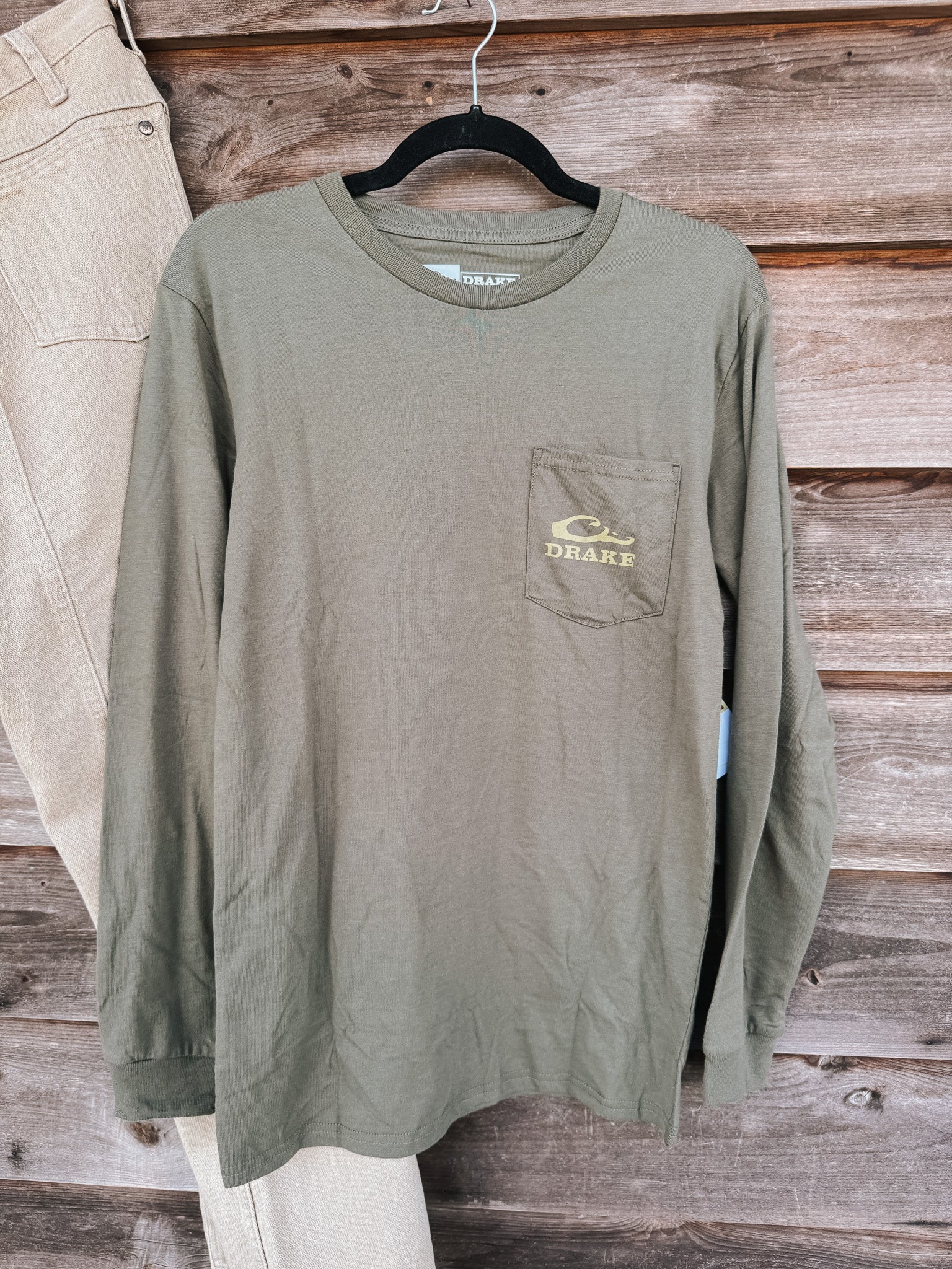 Men's Drake Circle Mallard Long Sleeve T-Shirt in Olive