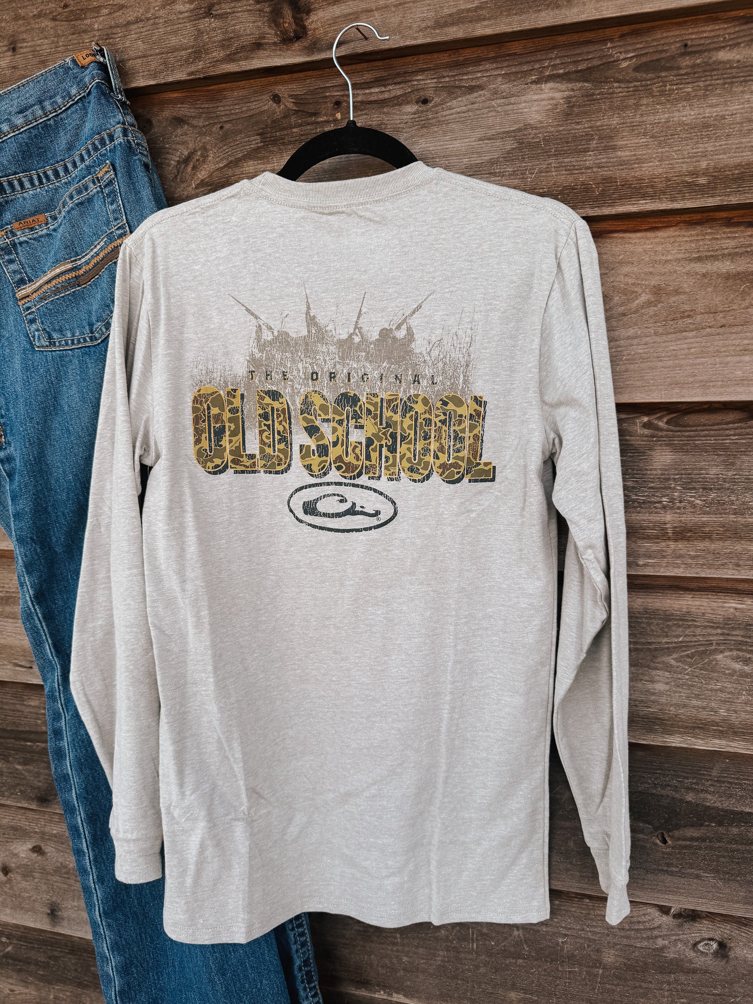 Men's Drake Old School Original Long Sleeve T-Shirt in Fossil Heather