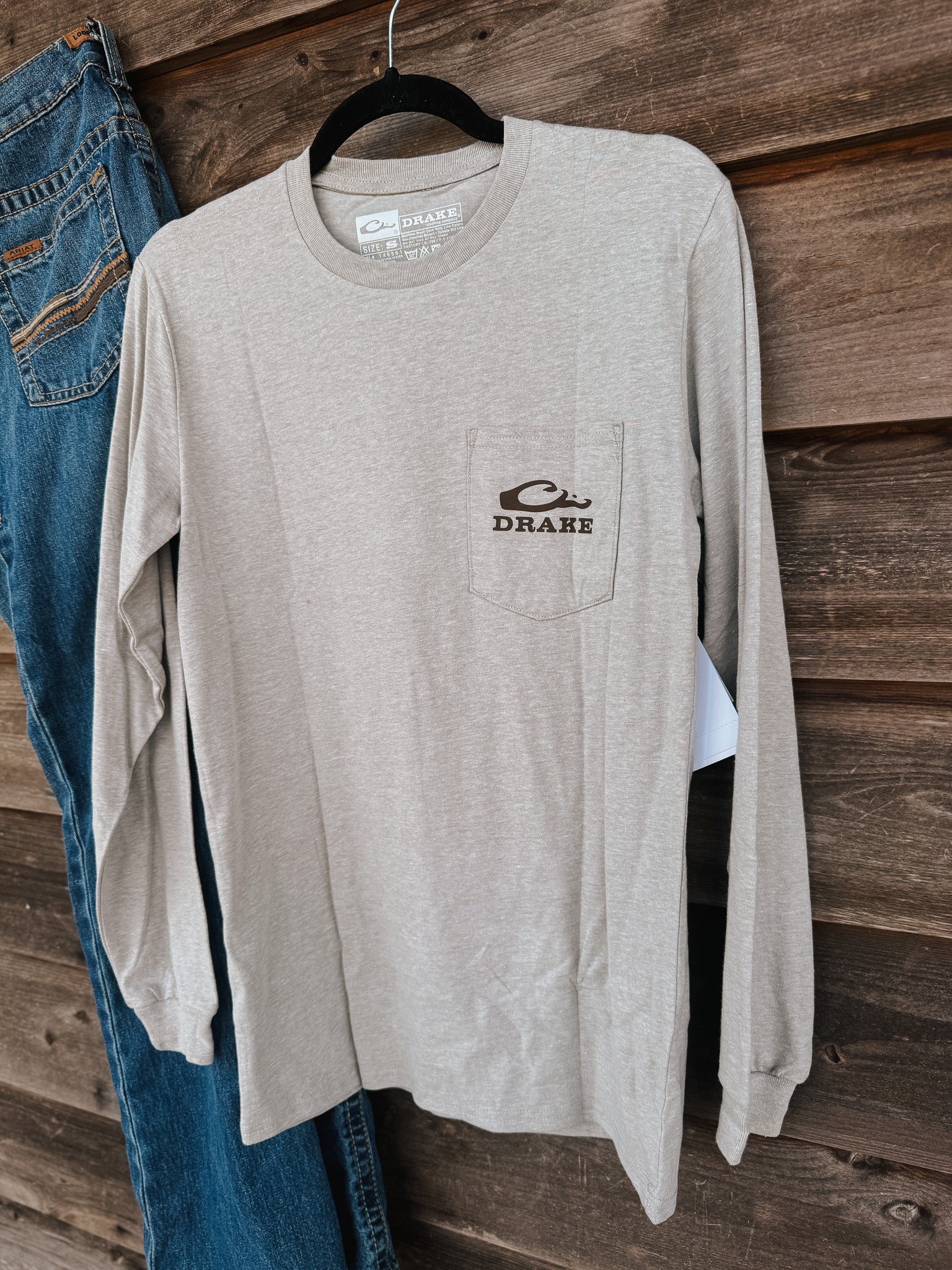 Men's Drake Old School Original Long Sleeve T-Shirt in Fossil Heather