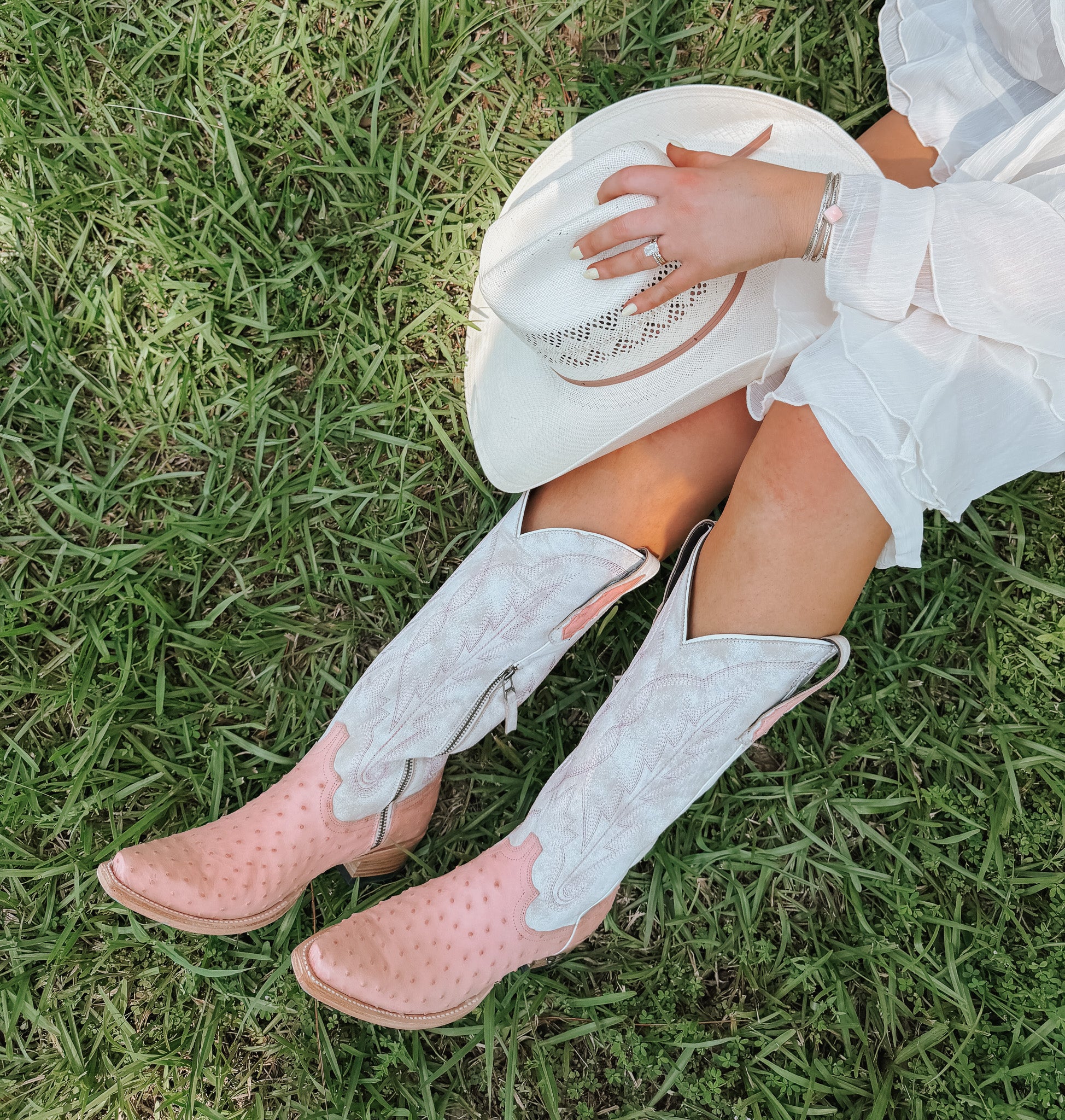 Women's Lane Skylight Boot in Blush Ostrich