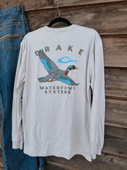 Men's Drake Retro Wood Duck Long Sleeve T-Shirt in Wind Chime